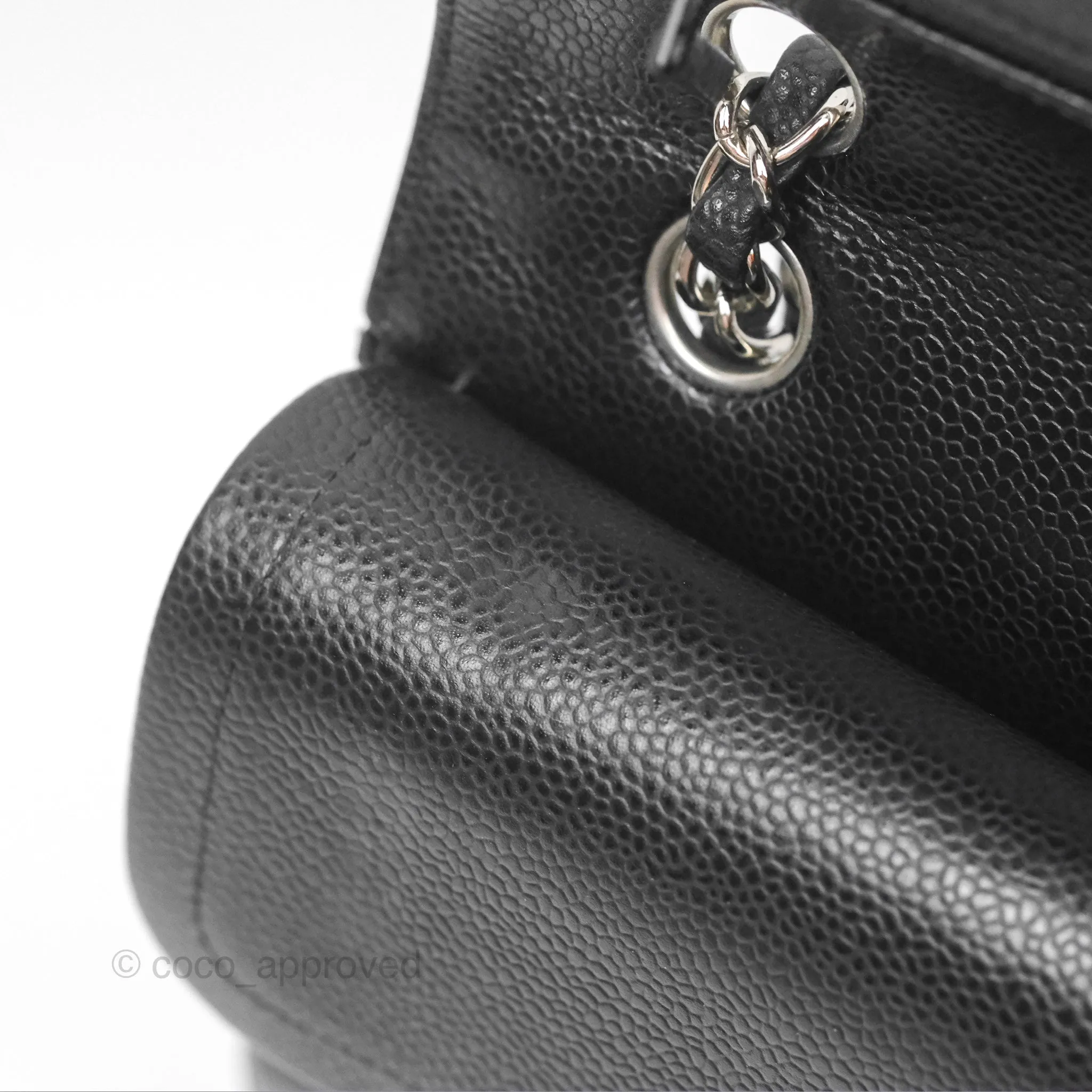 Chanel Classic M/L Medium Flap Quilted Black Caviar Silver Hardware