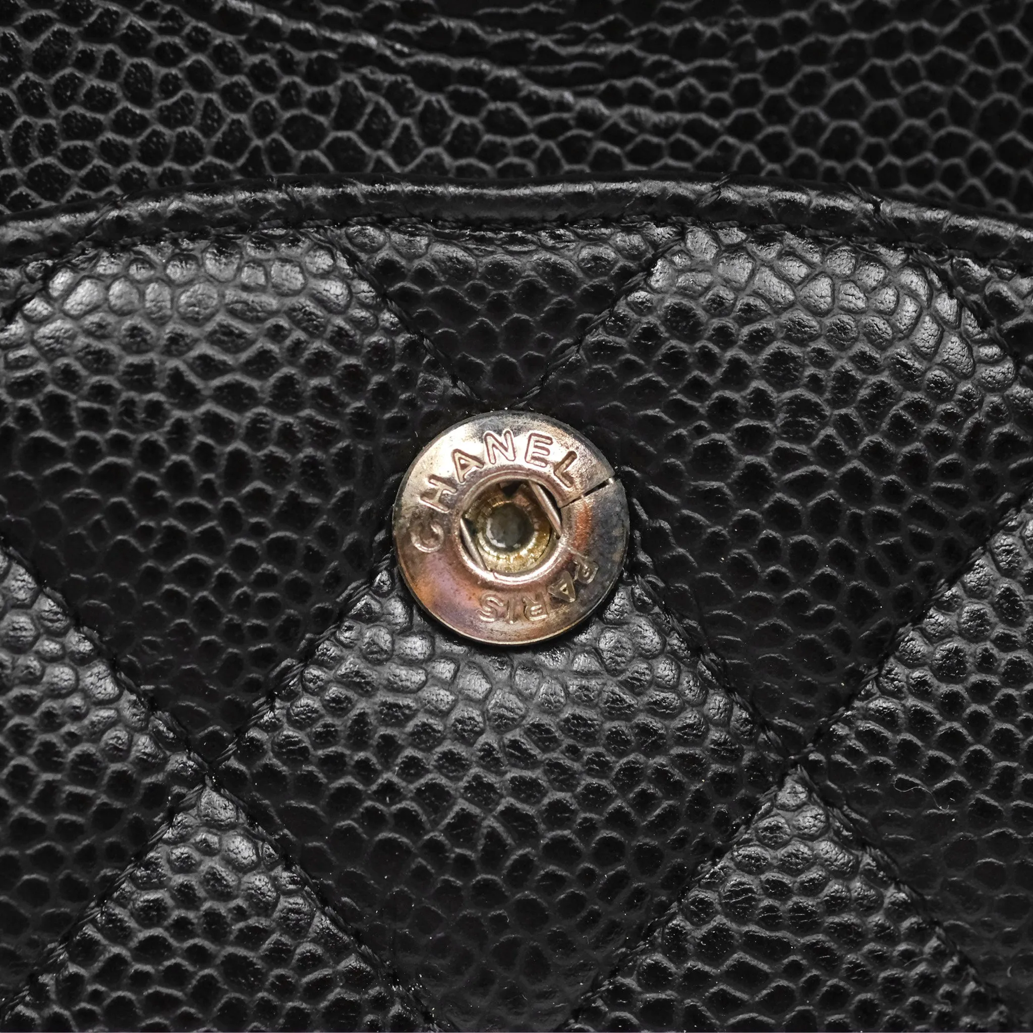 Chanel Classic M/L Medium Flap Quilted Black Caviar Silver Hardware