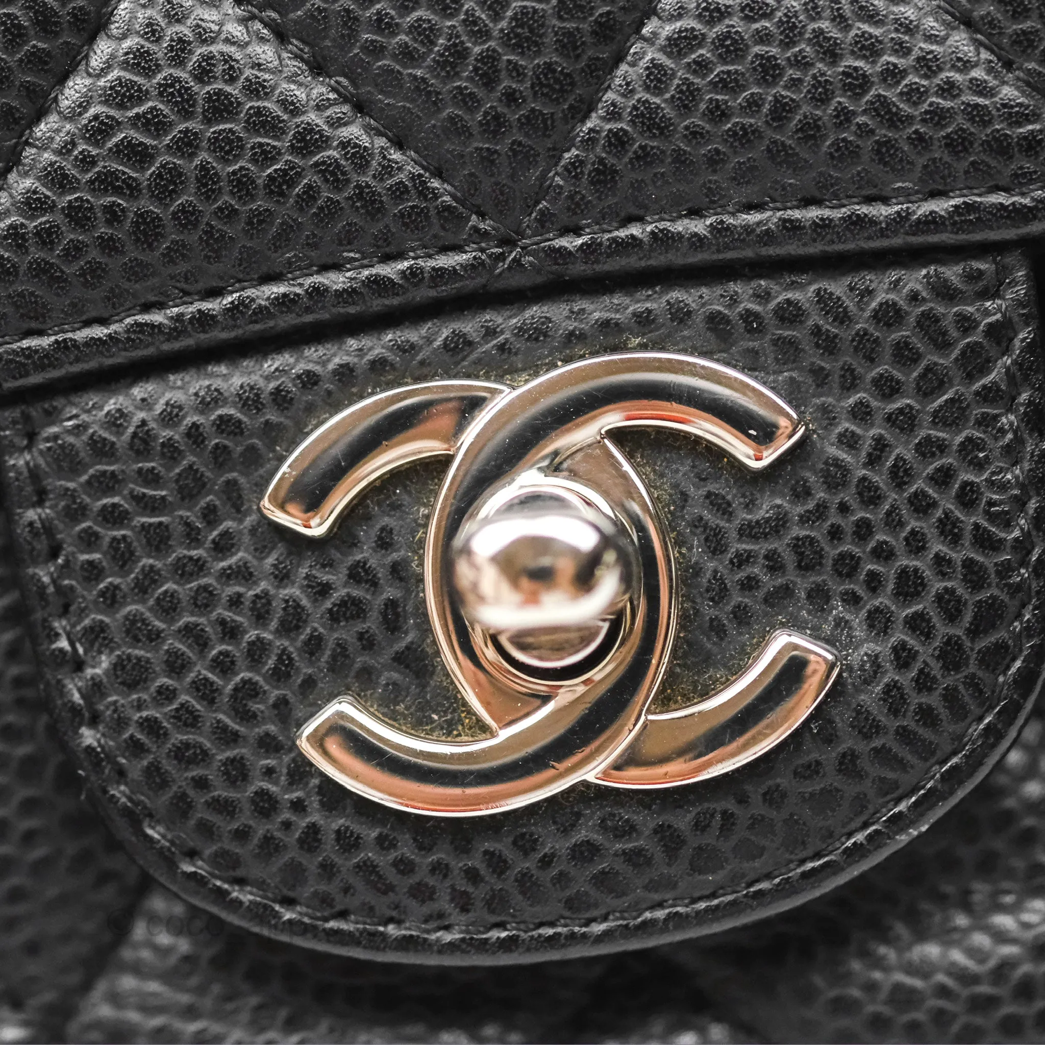 Chanel Classic M/L Medium Flap Quilted Black Caviar Silver Hardware
