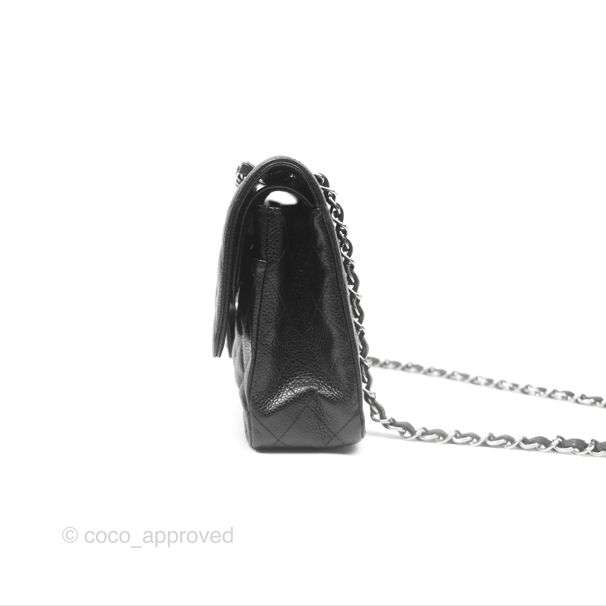 Chanel Classic M/L Medium Flap Quilted Black Caviar Silver Hardware