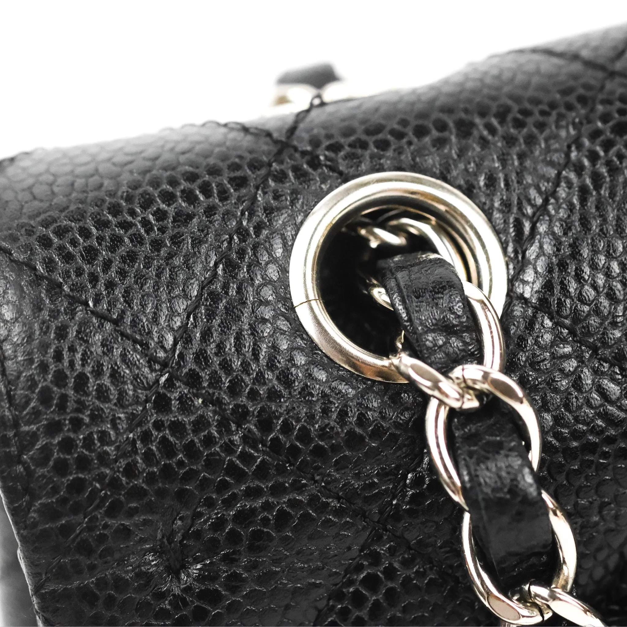 Chanel Classic M/L Medium Flap Quilted Black Caviar Silver Hardware