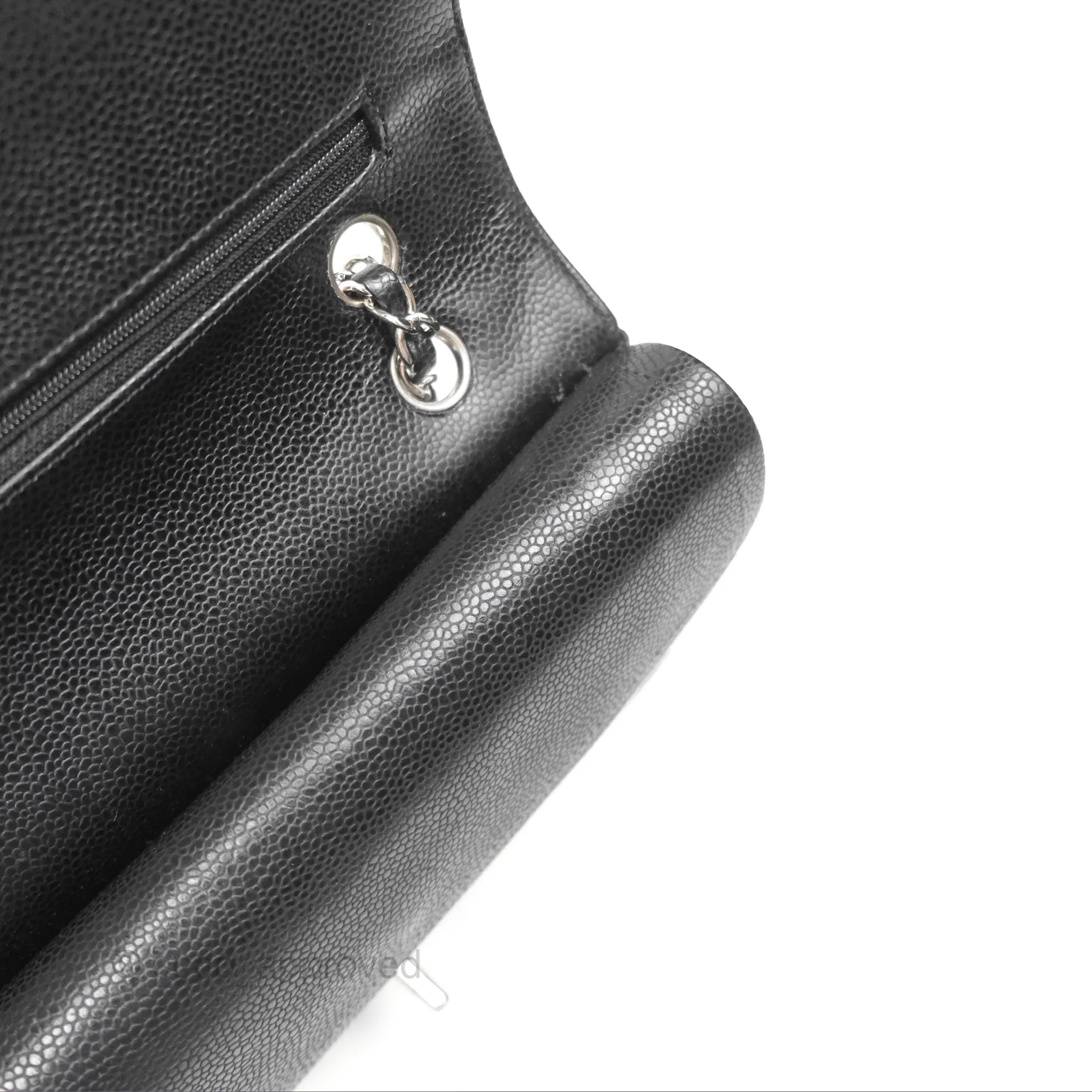 Chanel Classic M/L Medium Flap Quilted Black Caviar Silver Hardware