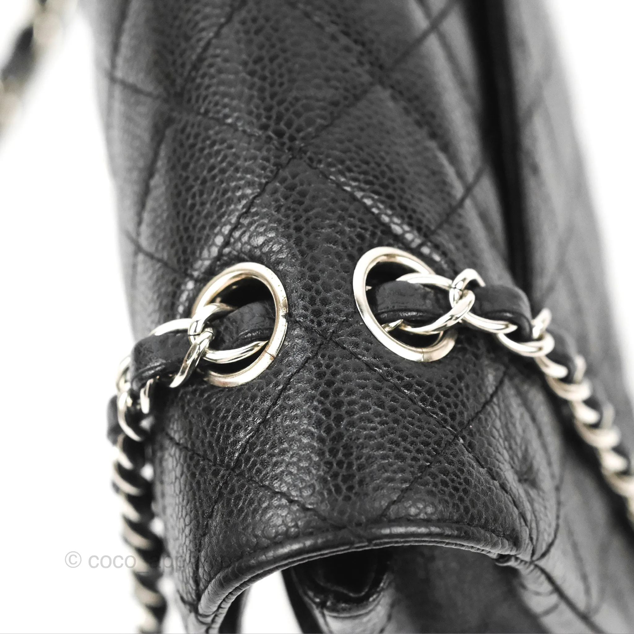 Chanel Classic M/L Medium Flap Quilted Black Caviar Silver Hardware