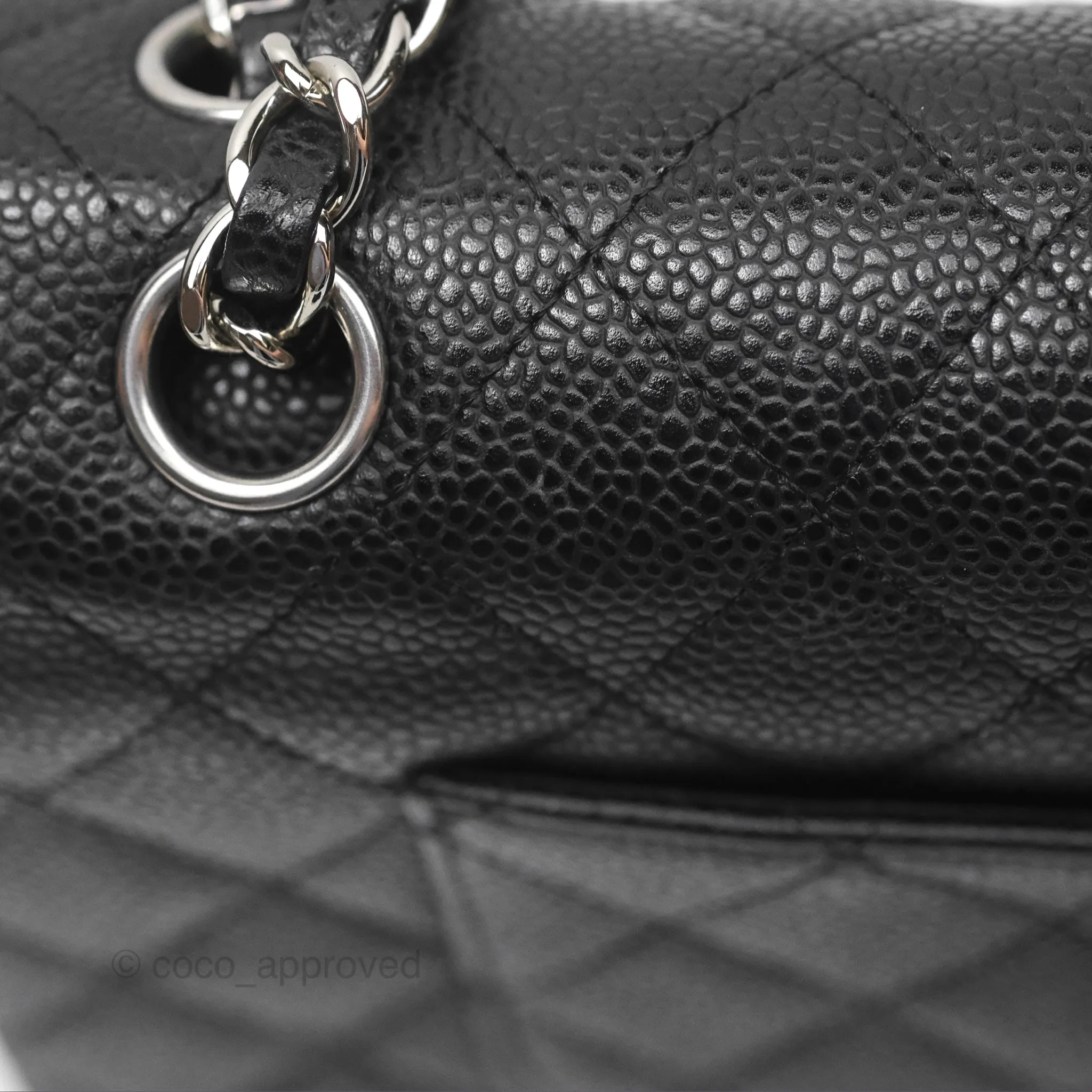 Chanel Classic M/L Medium Flap Quilted Black Caviar Silver Hardware
