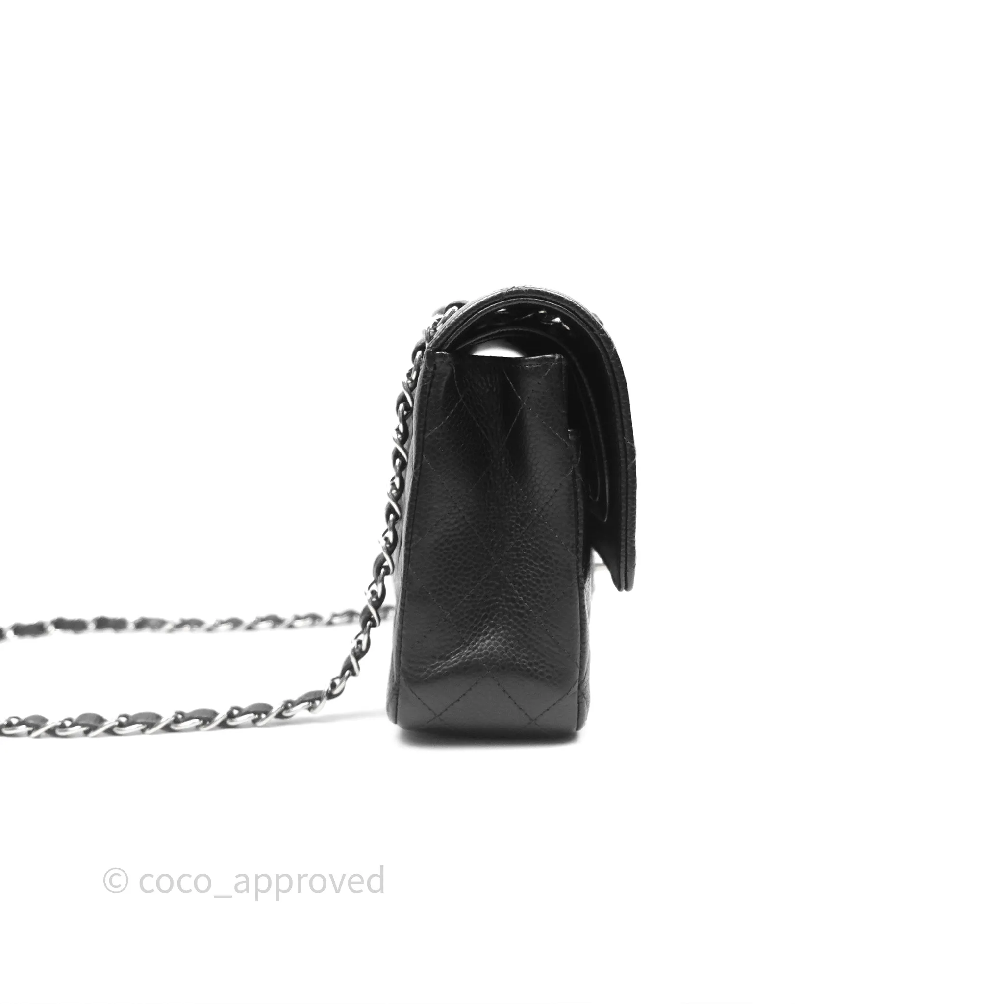 Chanel Classic M/L Medium Flap Quilted Black Caviar Silver Hardware