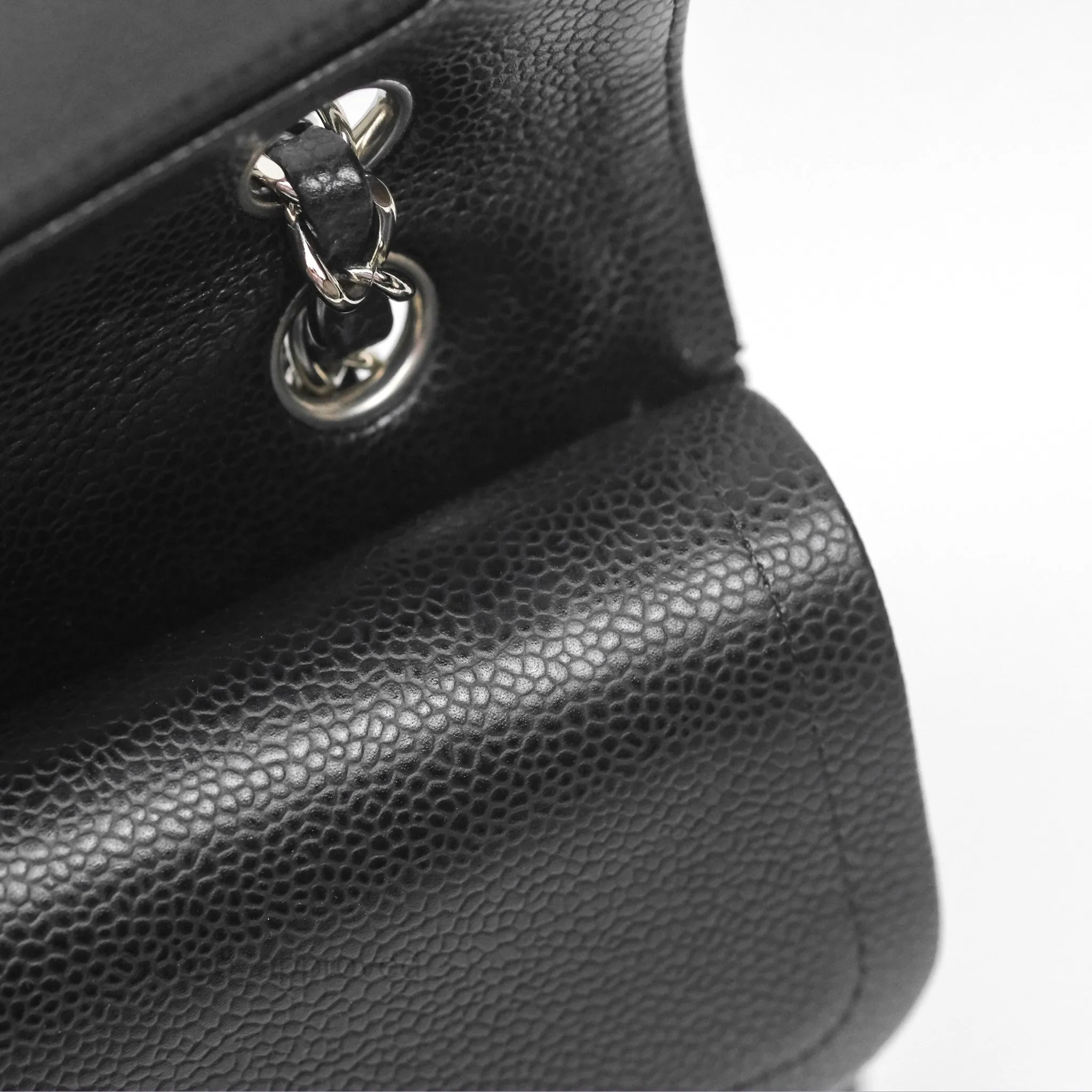 Chanel Classic M/L Medium Flap Quilted Black Caviar Silver Hardware