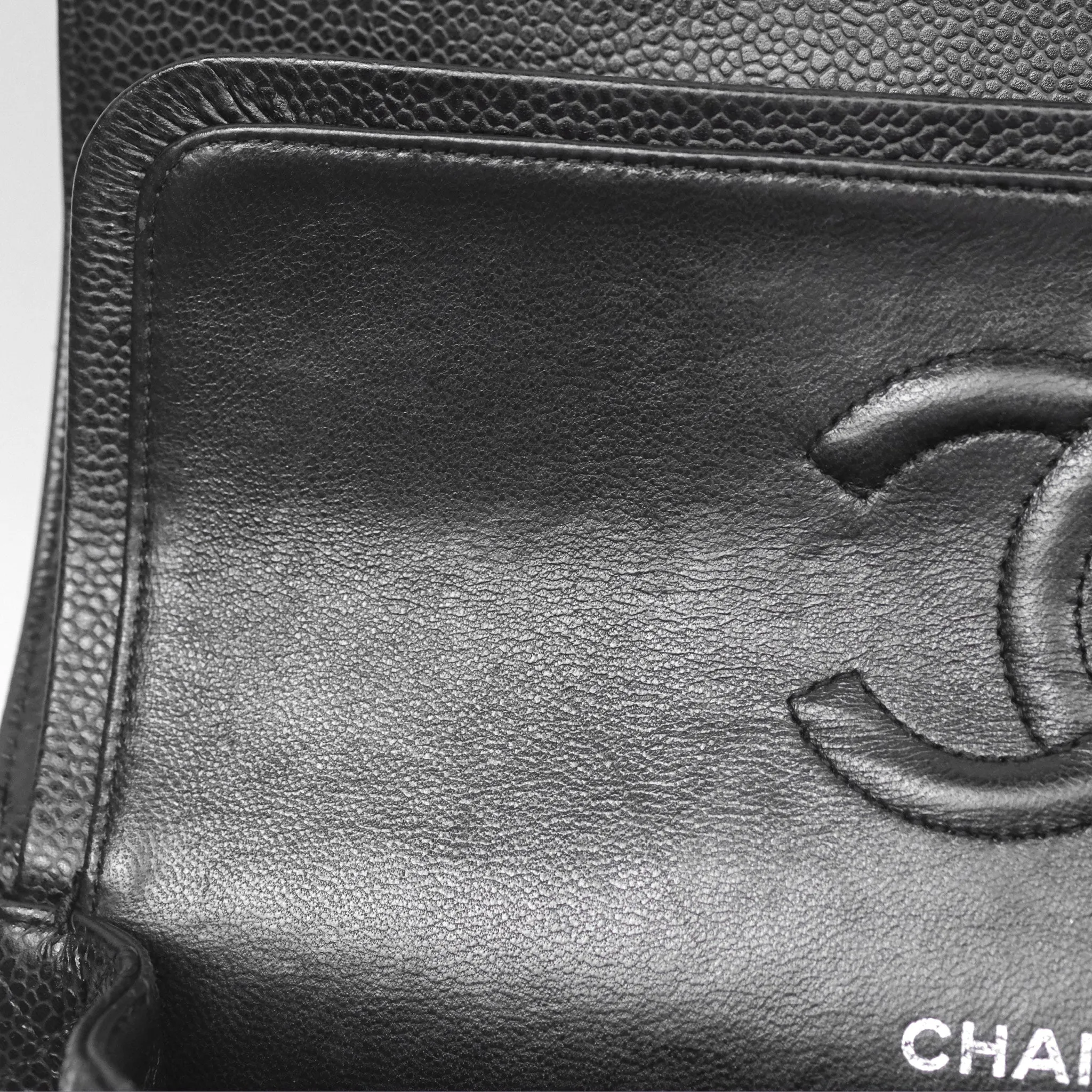 Chanel Classic M/L Medium Flap Quilted Black Caviar Silver Hardware