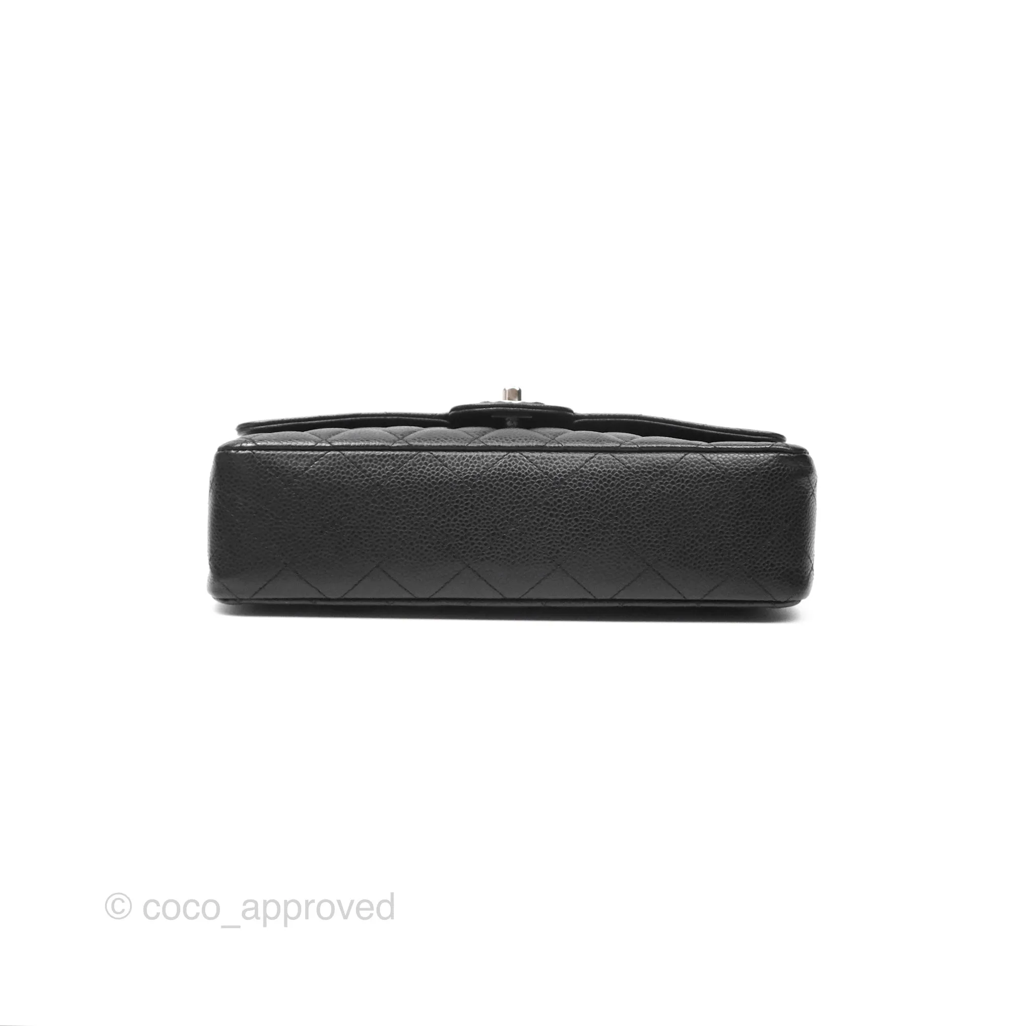 Chanel Classic M/L Medium Flap Quilted Black Caviar Silver Hardware