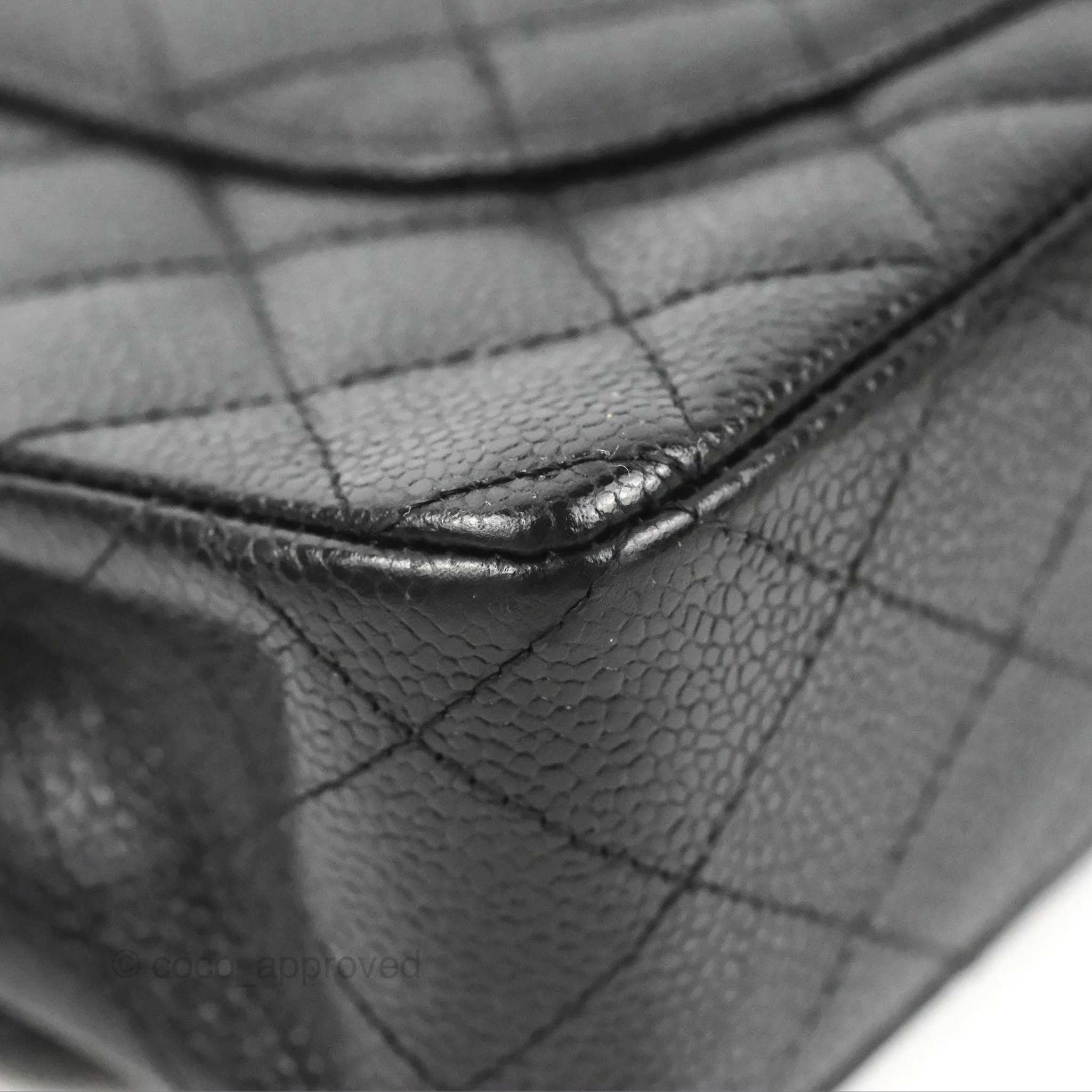 Chanel Classic M/L Medium Flap Quilted Black Caviar Silver Hardware