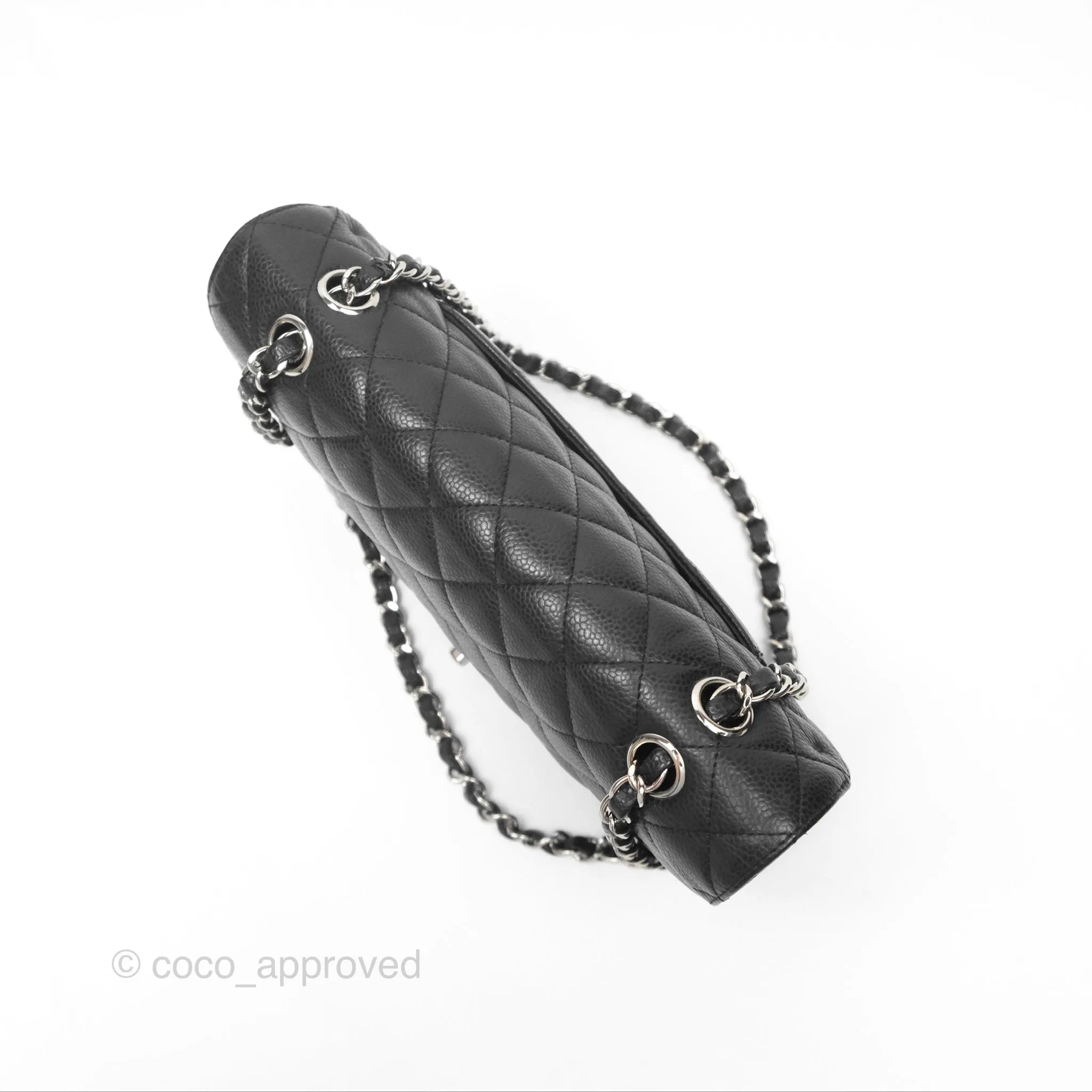 Chanel Classic M/L Medium Flap Quilted Black Caviar Silver Hardware