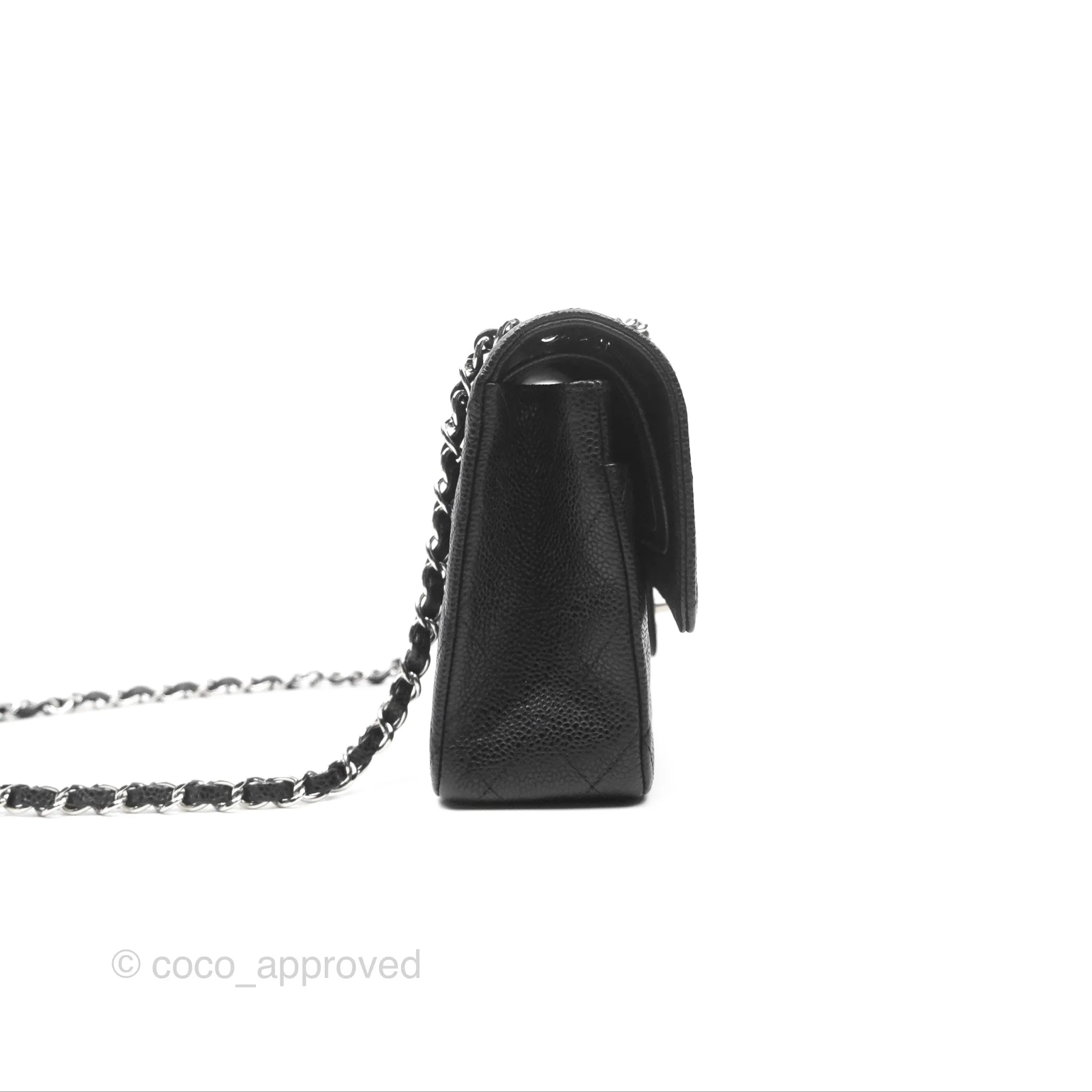 Chanel Classic M/L Medium Flap Quilted Black Caviar Silver Hardware