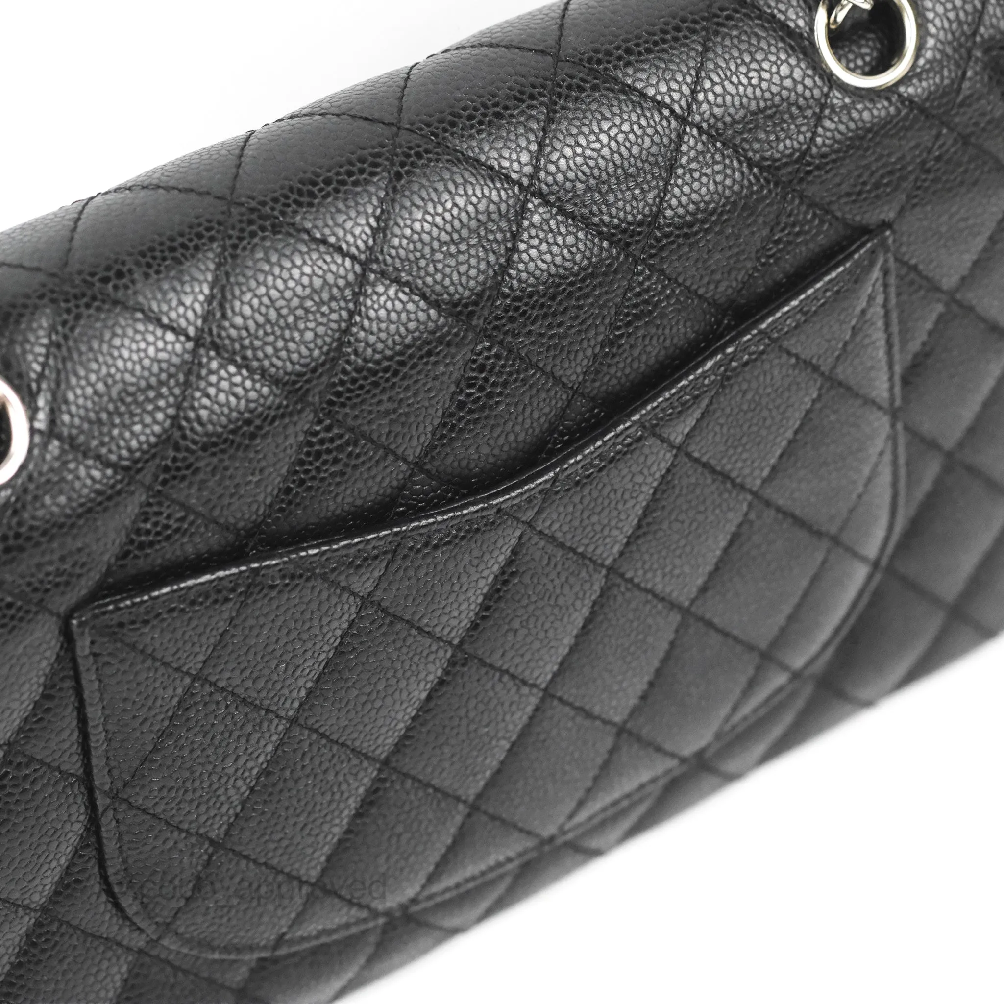 Chanel Classic M/L Medium Flap Quilted Black Caviar Silver Hardware