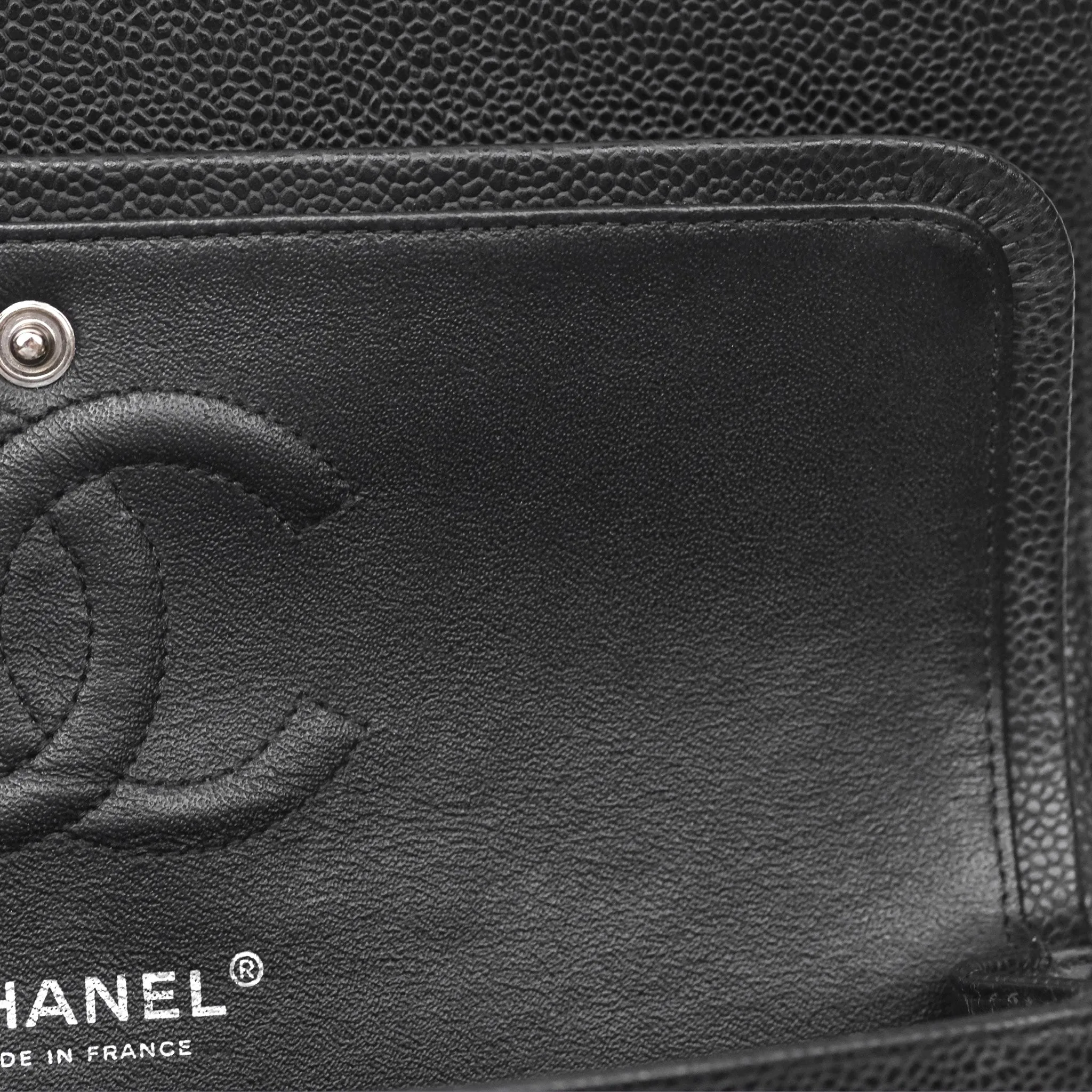 Chanel Classic M/L Medium Flap Quilted Black Caviar Silver Hardware