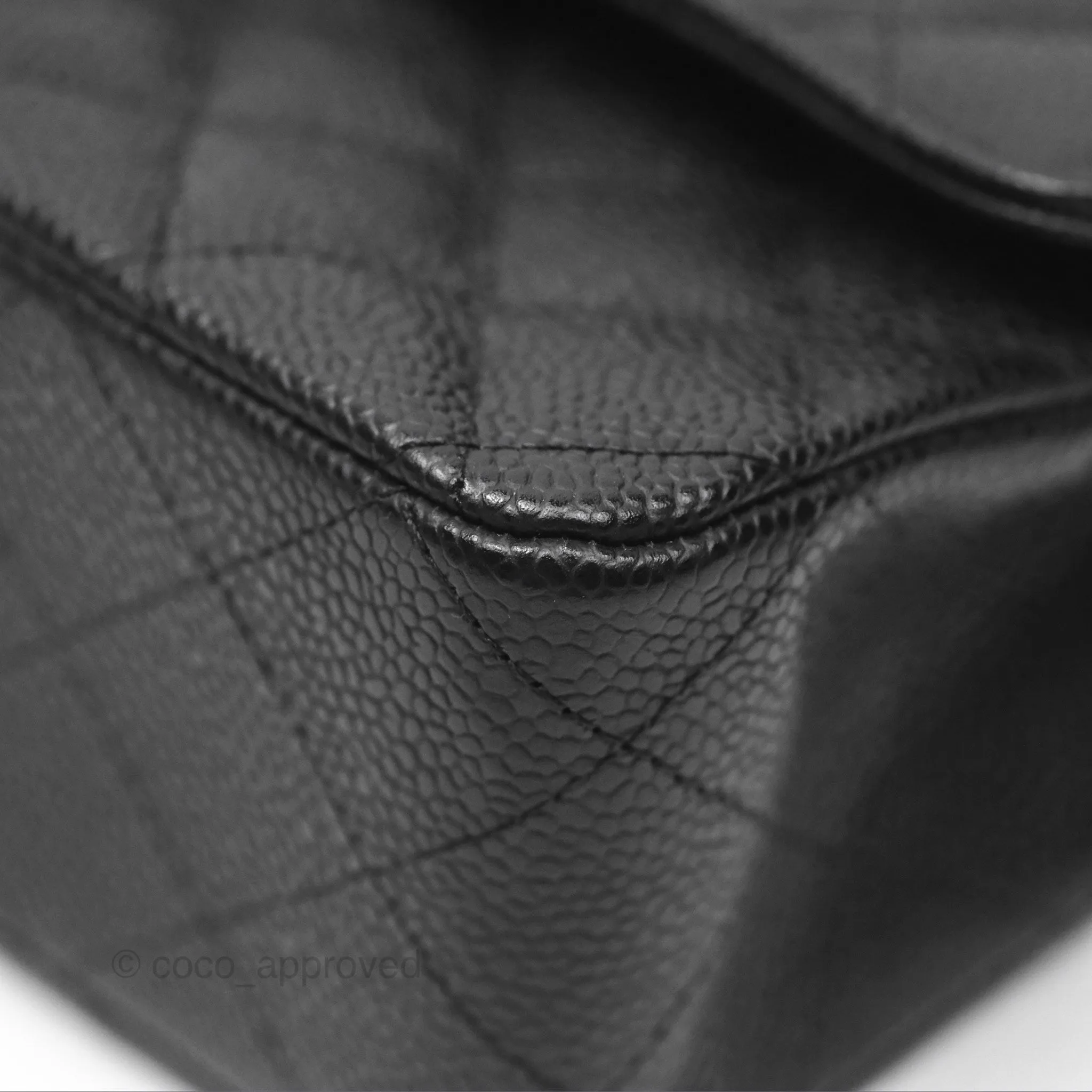 Chanel Classic M/L Medium Flap Quilted Black Caviar Silver Hardware