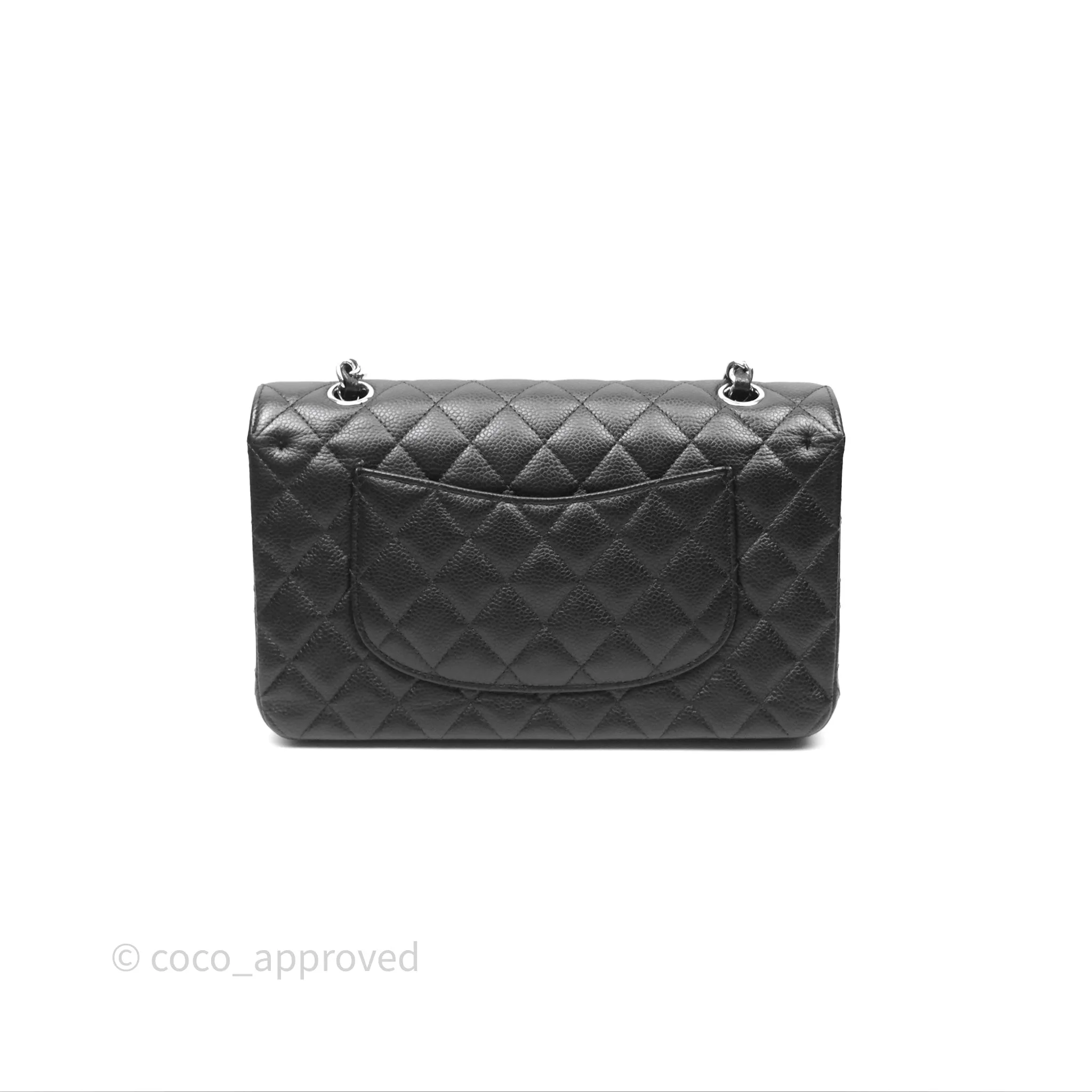 Chanel Classic M/L Medium Flap Quilted Black Caviar Silver Hardware