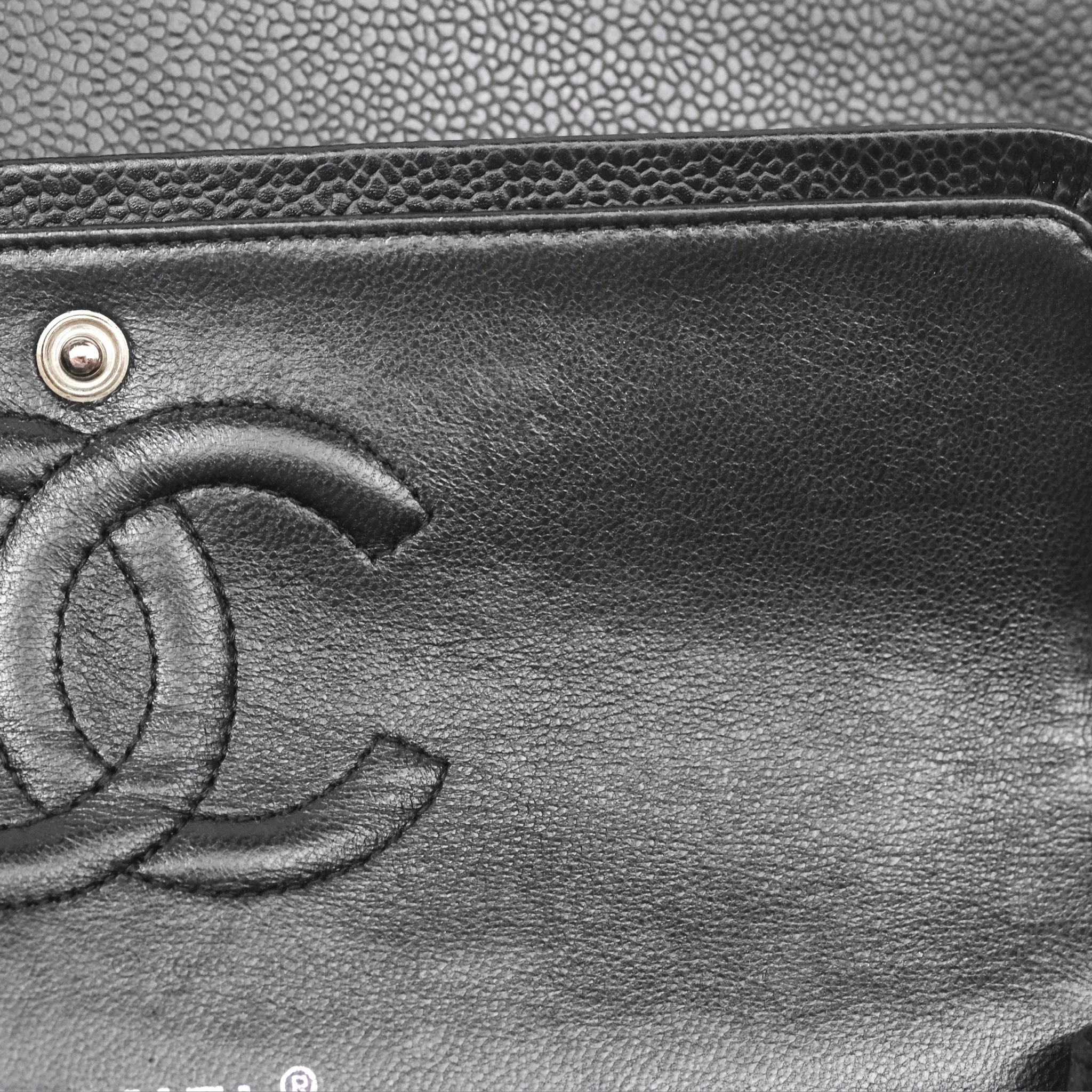 Chanel Classic M/L Medium Flap Quilted Black Caviar Silver Hardware