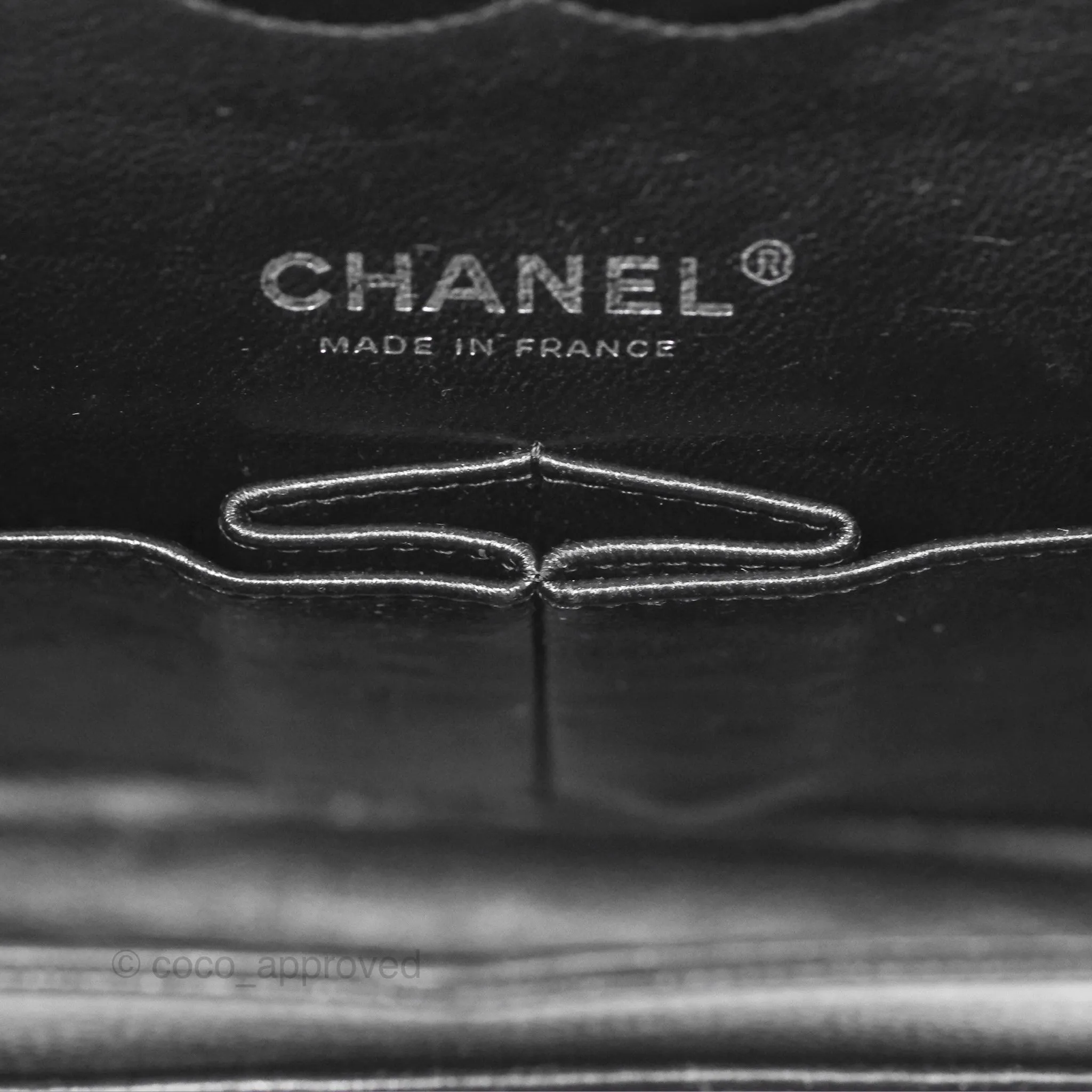 Chanel Classic M/L Medium Flap Quilted Black Caviar Silver Hardware