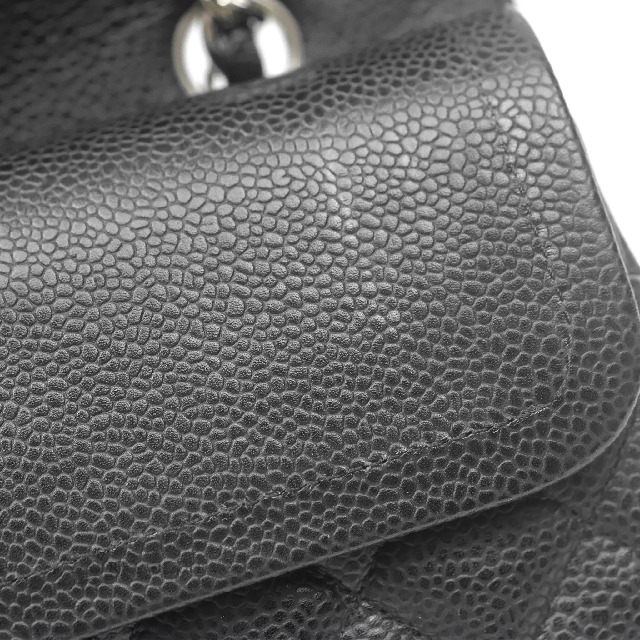 Chanel Classic M/L Medium Flap Quilted Black Caviar Silver Hardware