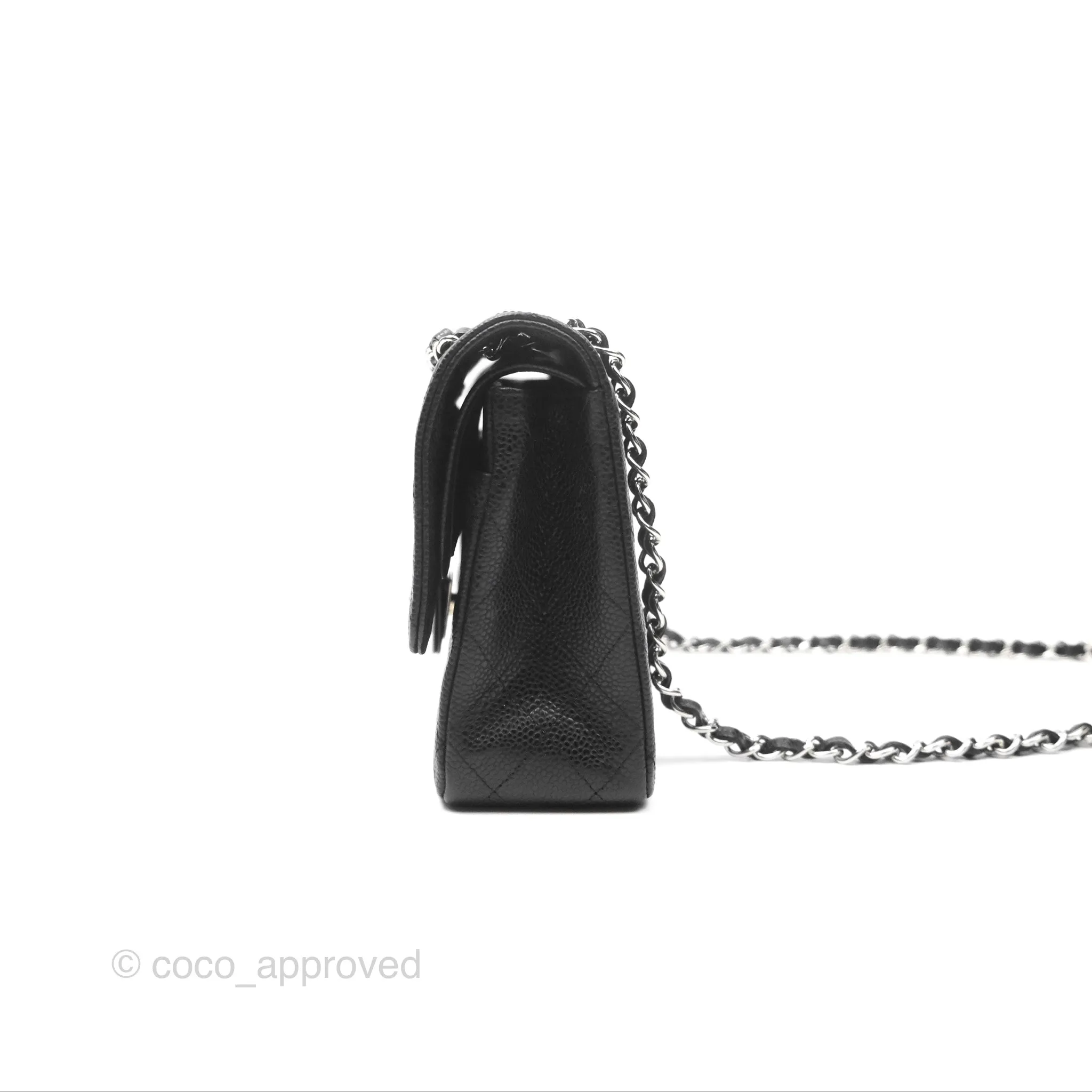 Chanel Classic M/L Medium Flap Quilted Black Caviar Silver Hardware