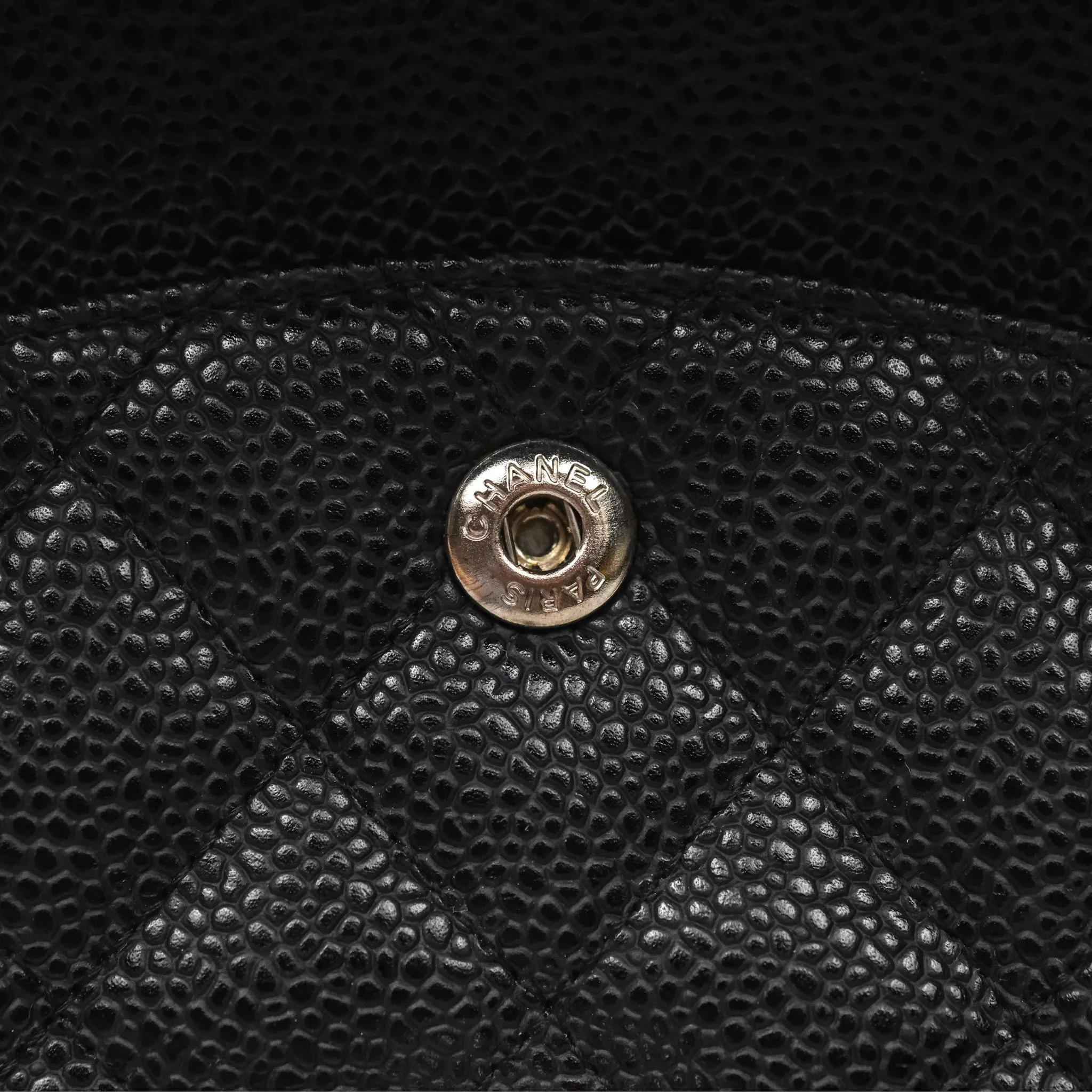 Chanel Classic M/L Medium Flap Quilted Black Caviar Silver Hardware