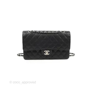 Chanel Classic M/L Medium Flap Quilted Black Caviar Silver Hardware
