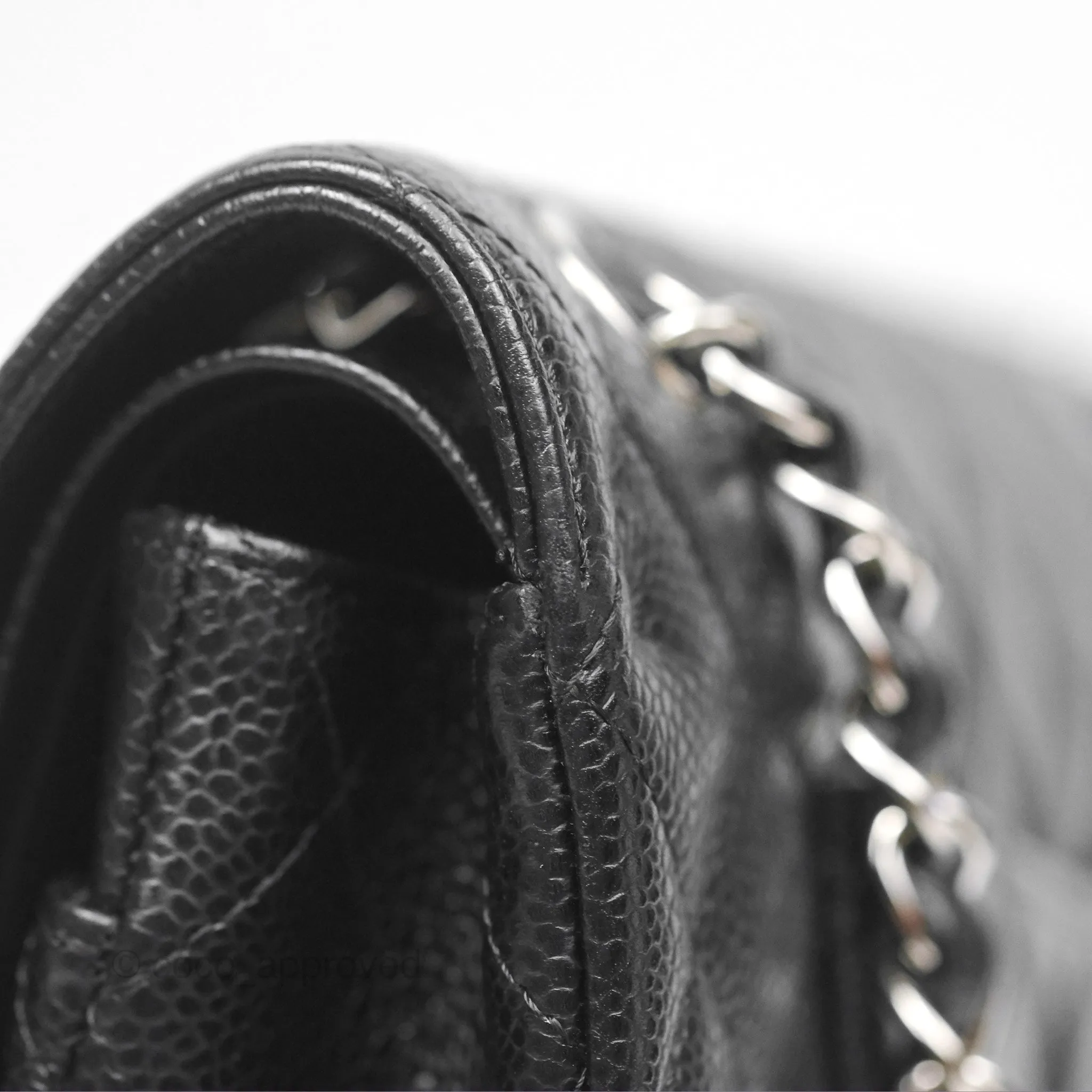Chanel Classic M/L Medium Flap Quilted Black Caviar Silver Hardware