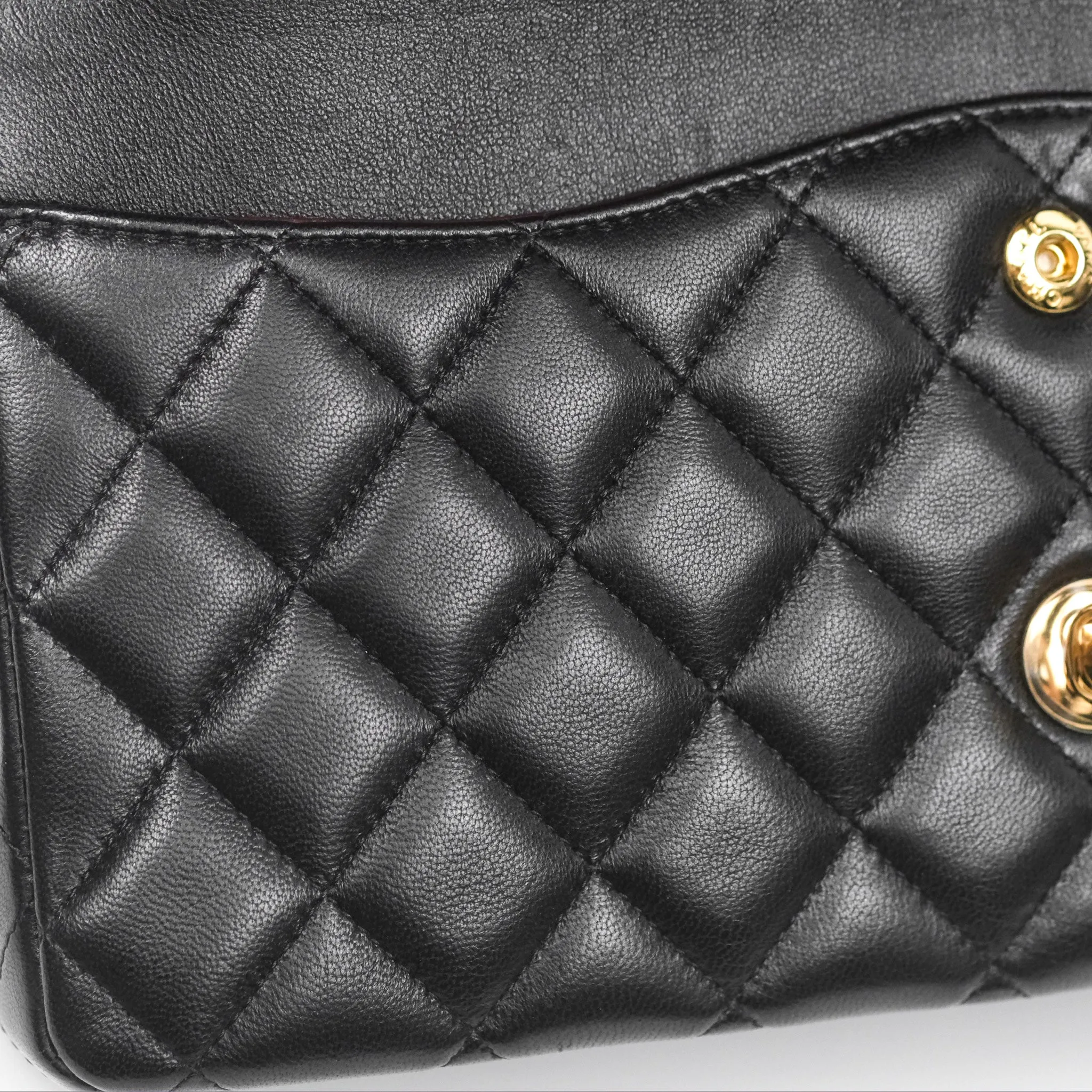 Chanel Classic M/L Medium Flap Quilted Black Lambskin Gold Hardware
