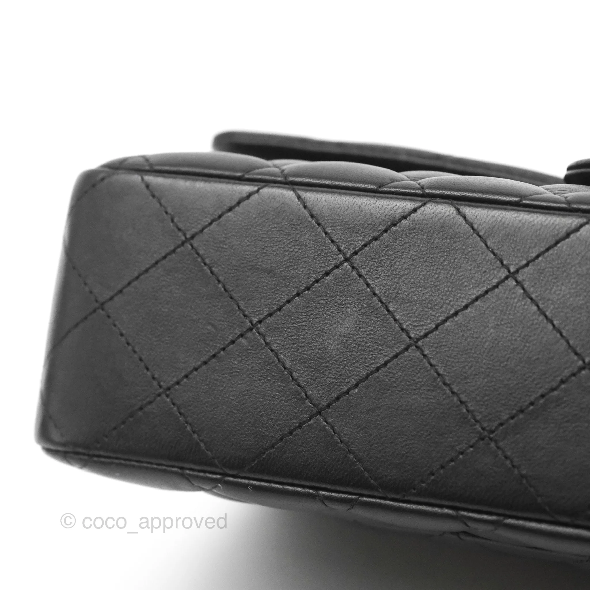 Chanel Classic M/L Medium Flap Quilted Black Lambskin Gold Hardware