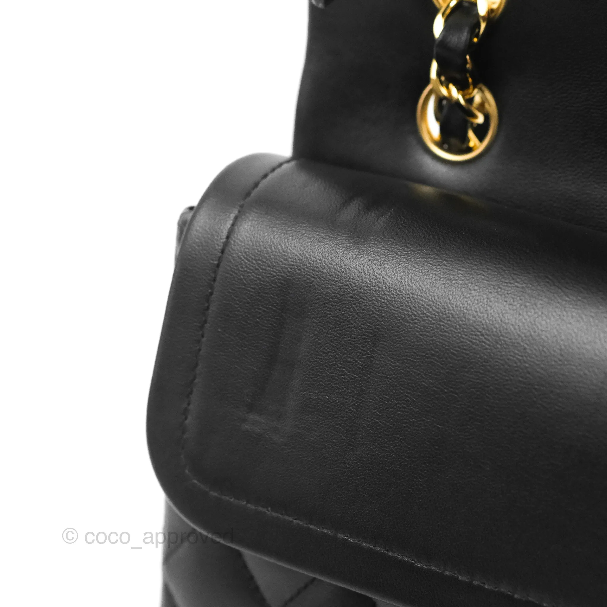 Chanel Classic M/L Medium Flap Quilted Black Lambskin Gold Hardware
