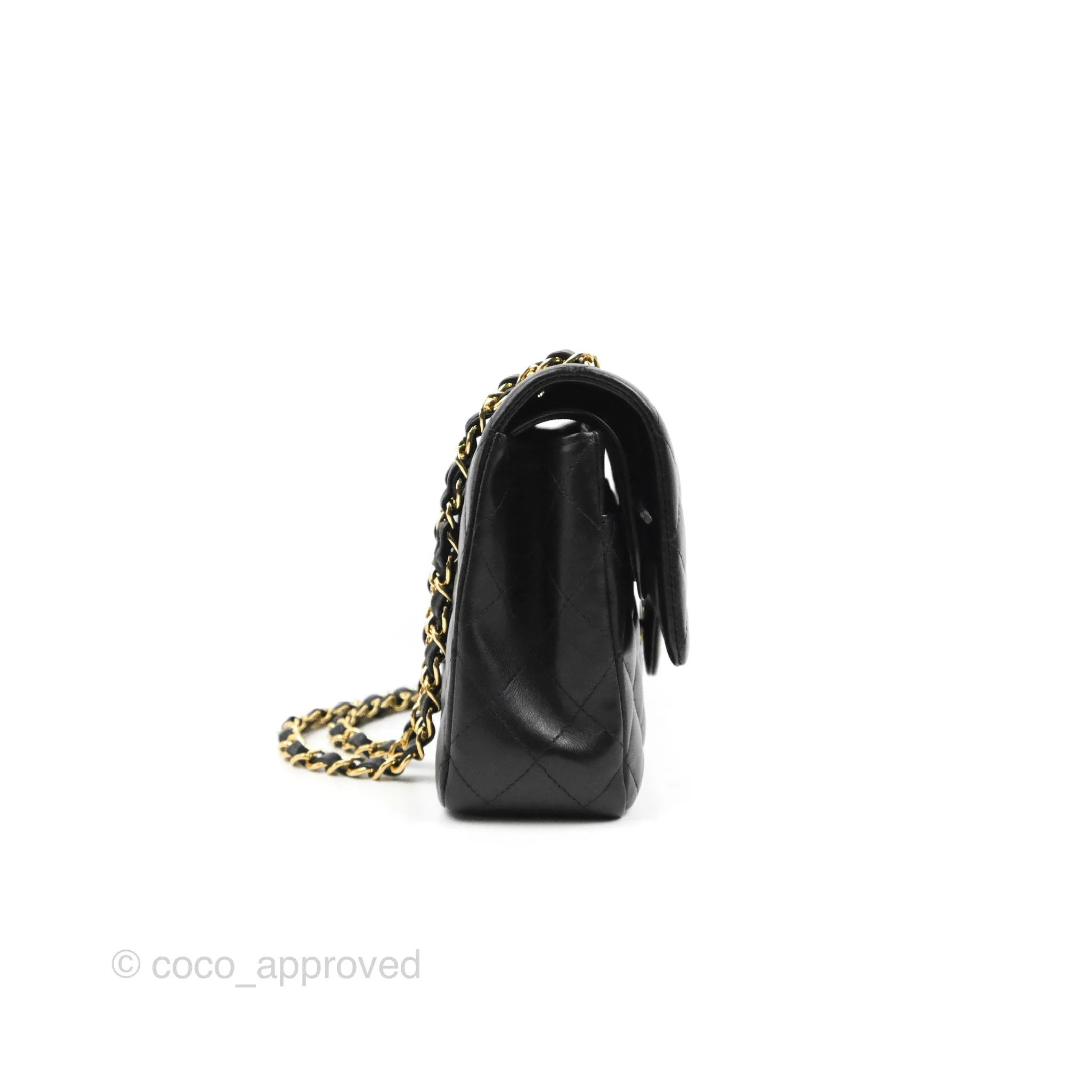 Chanel Classic M/L Medium Flap Quilted Black Lambskin Gold Hardware