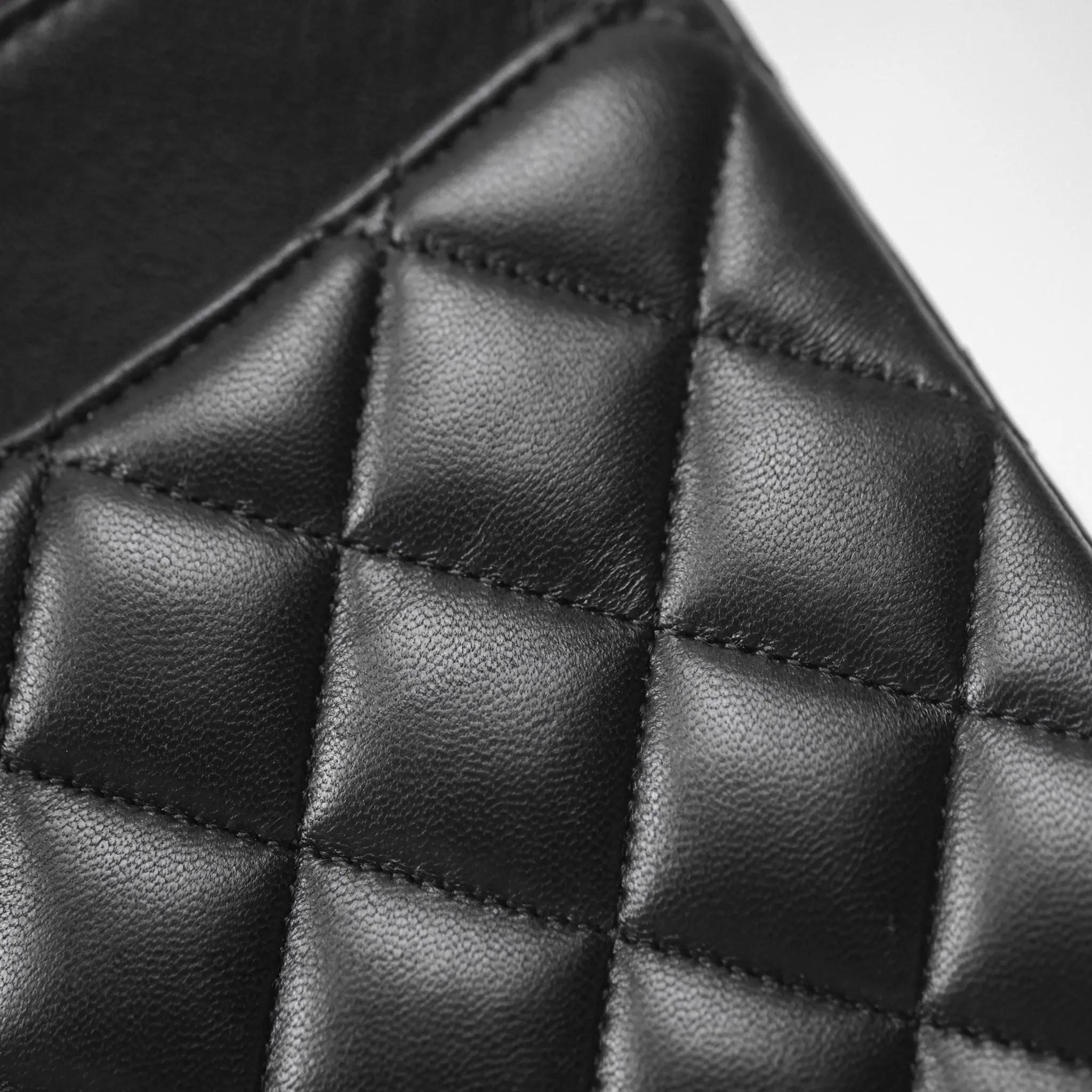 Chanel Classic M/L Medium Flap Quilted Black Lambskin Gold Hardware
