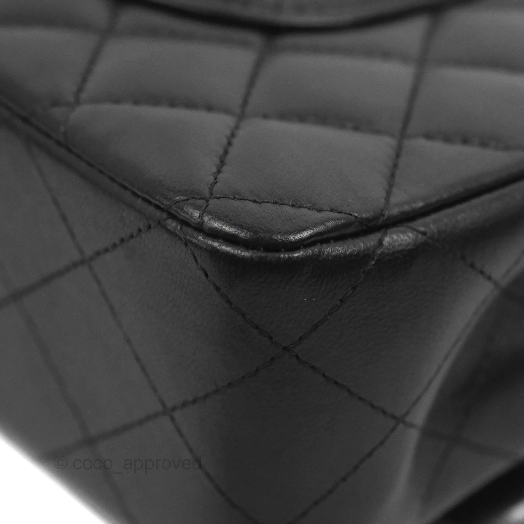 Chanel Classic M/L Medium Flap Quilted Black Lambskin Gold Hardware