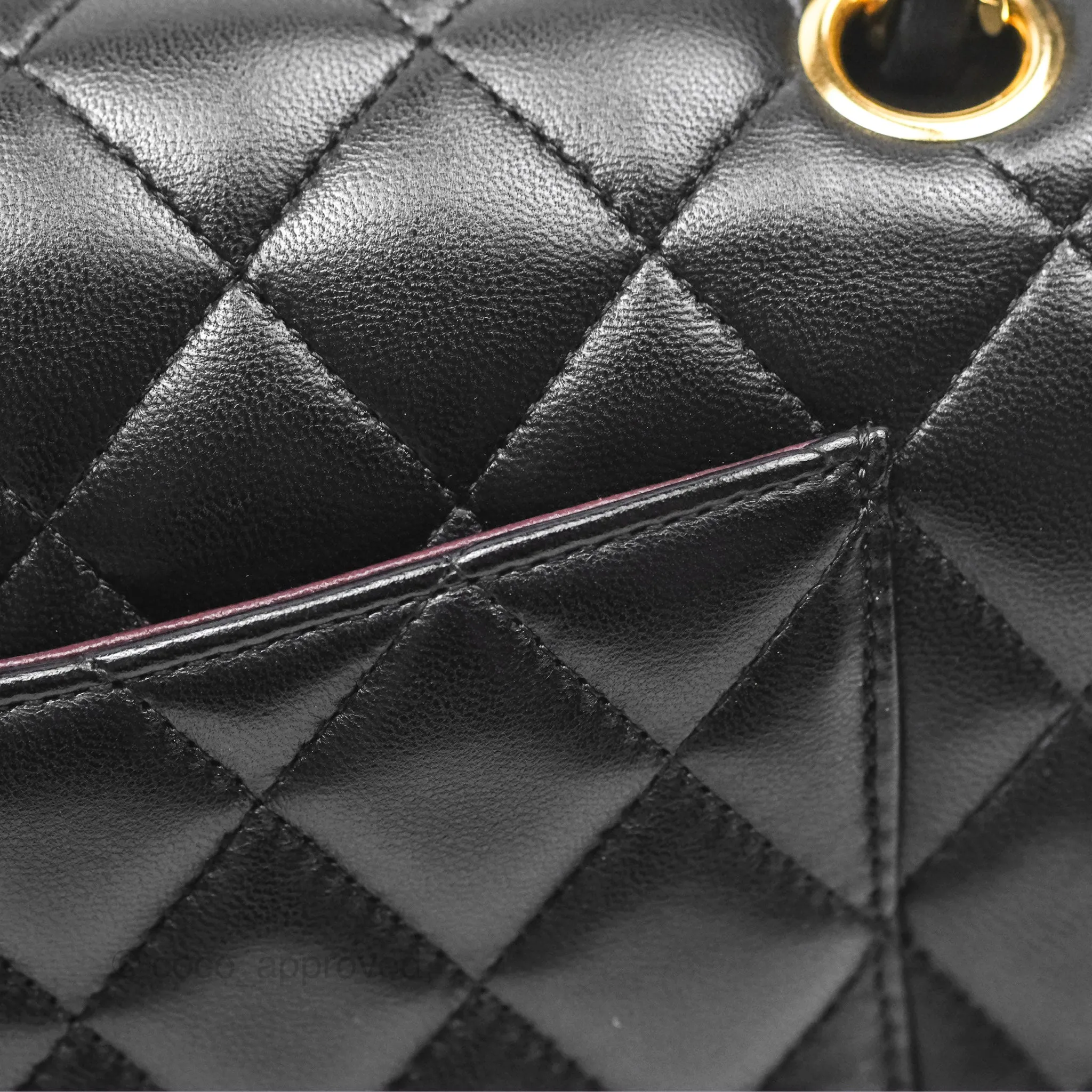 Chanel Classic M/L Medium Flap Quilted Black Lambskin Gold Hardware