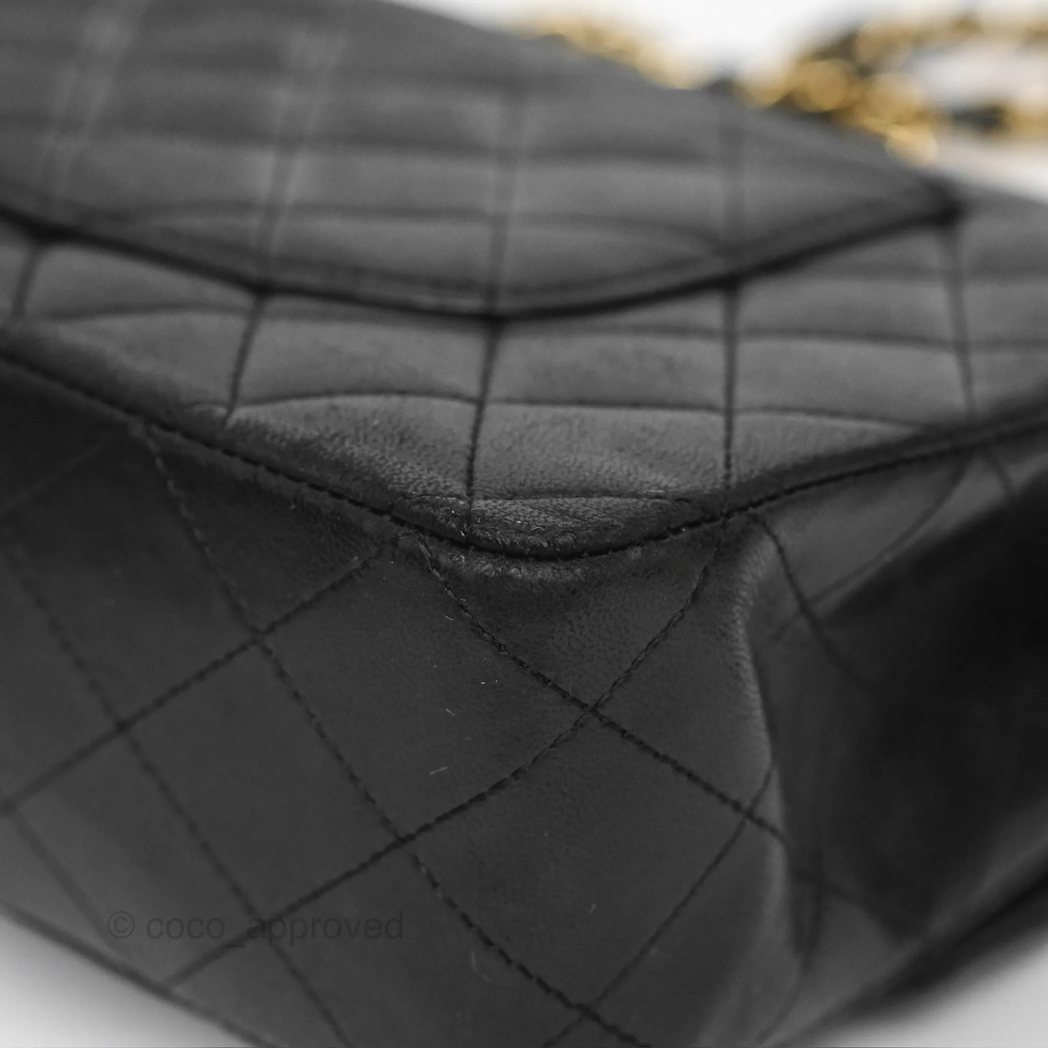 Chanel Classic M/L Medium Flap Quilted Black Lambskin Gold Hardware
