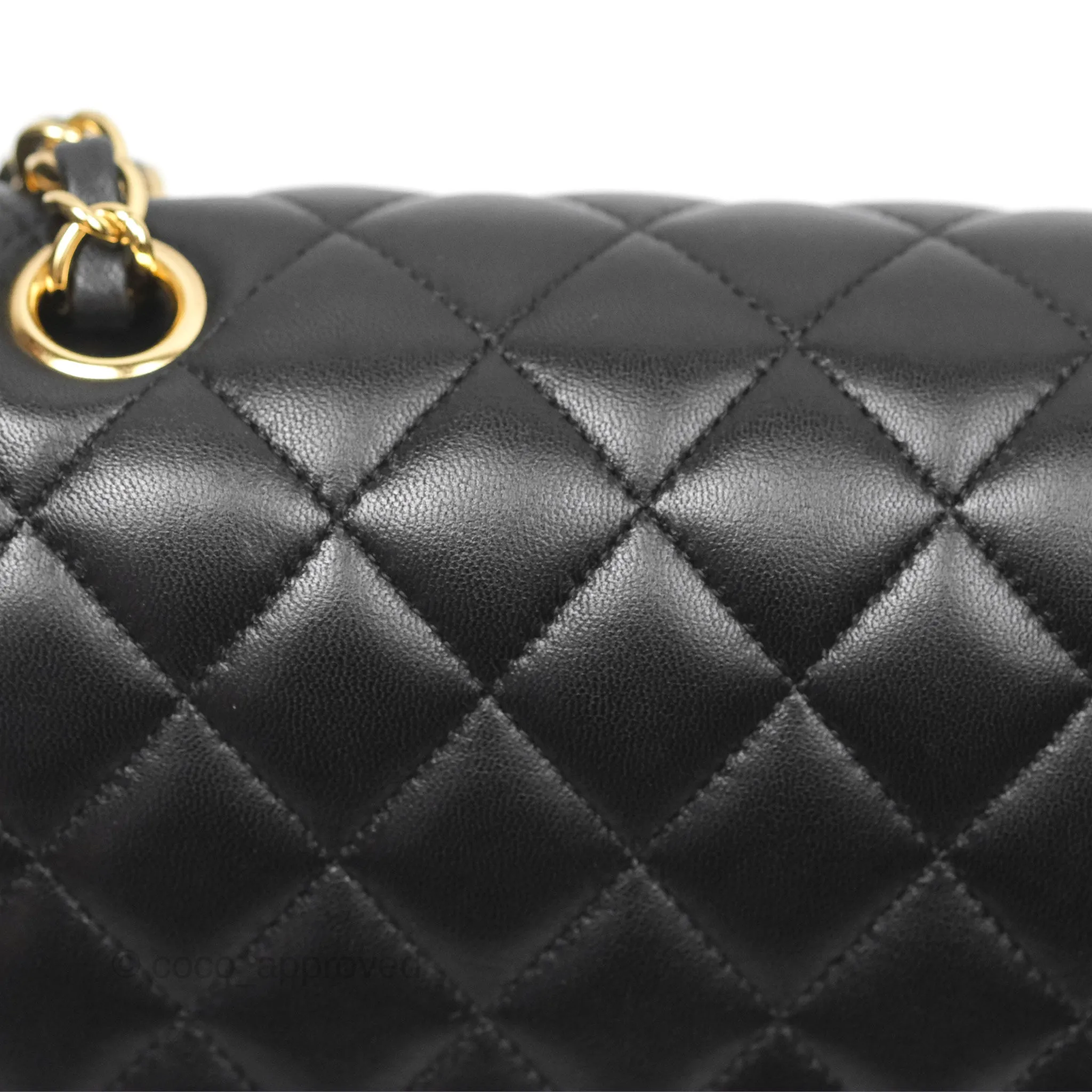 Chanel Classic M/L Medium Flap Quilted Black Lambskin Gold Hardware