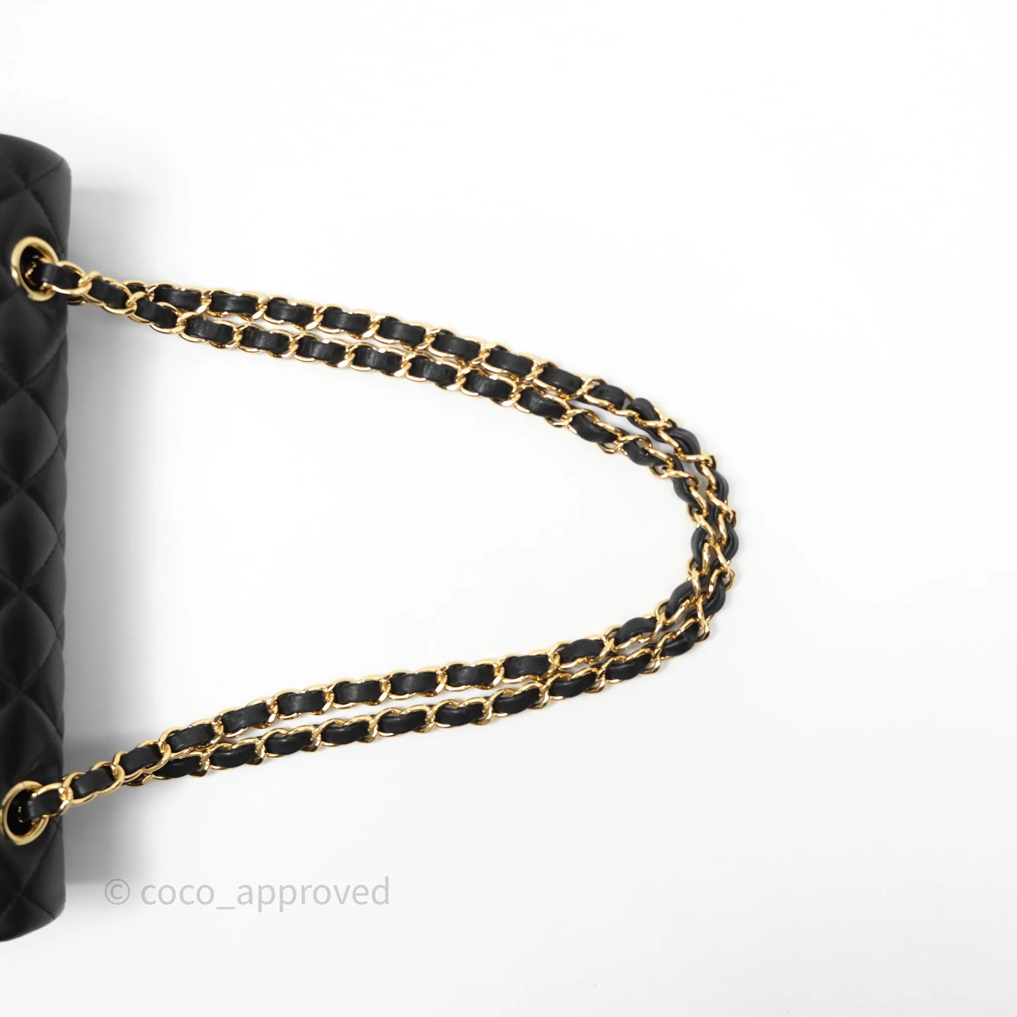 Chanel Classic M/L Medium Flap Quilted Black Lambskin Gold Hardware