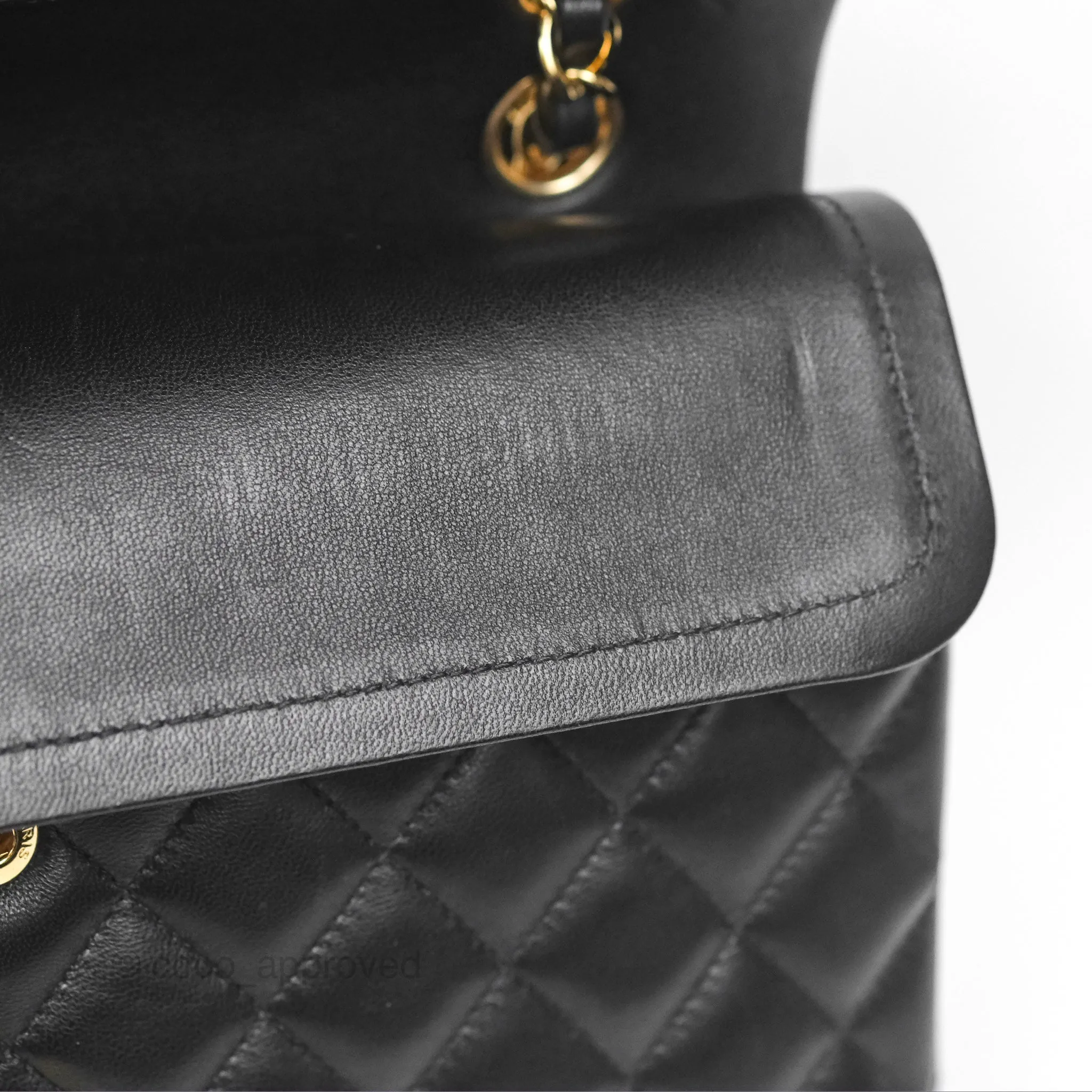 Chanel Classic M/L Medium Flap Quilted Black Lambskin Gold Hardware