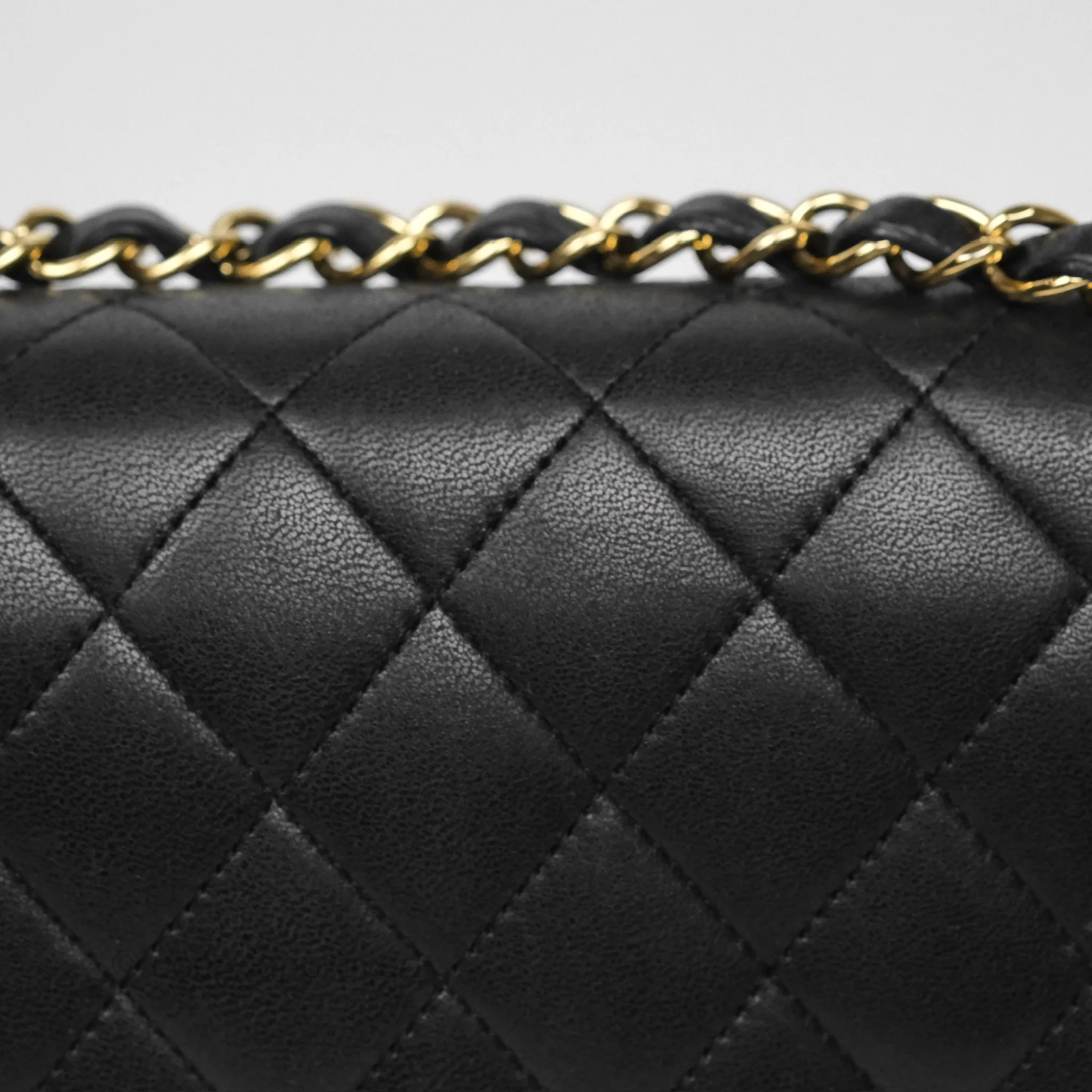 Chanel Classic M/L Medium Flap Quilted Black Lambskin Gold Hardware