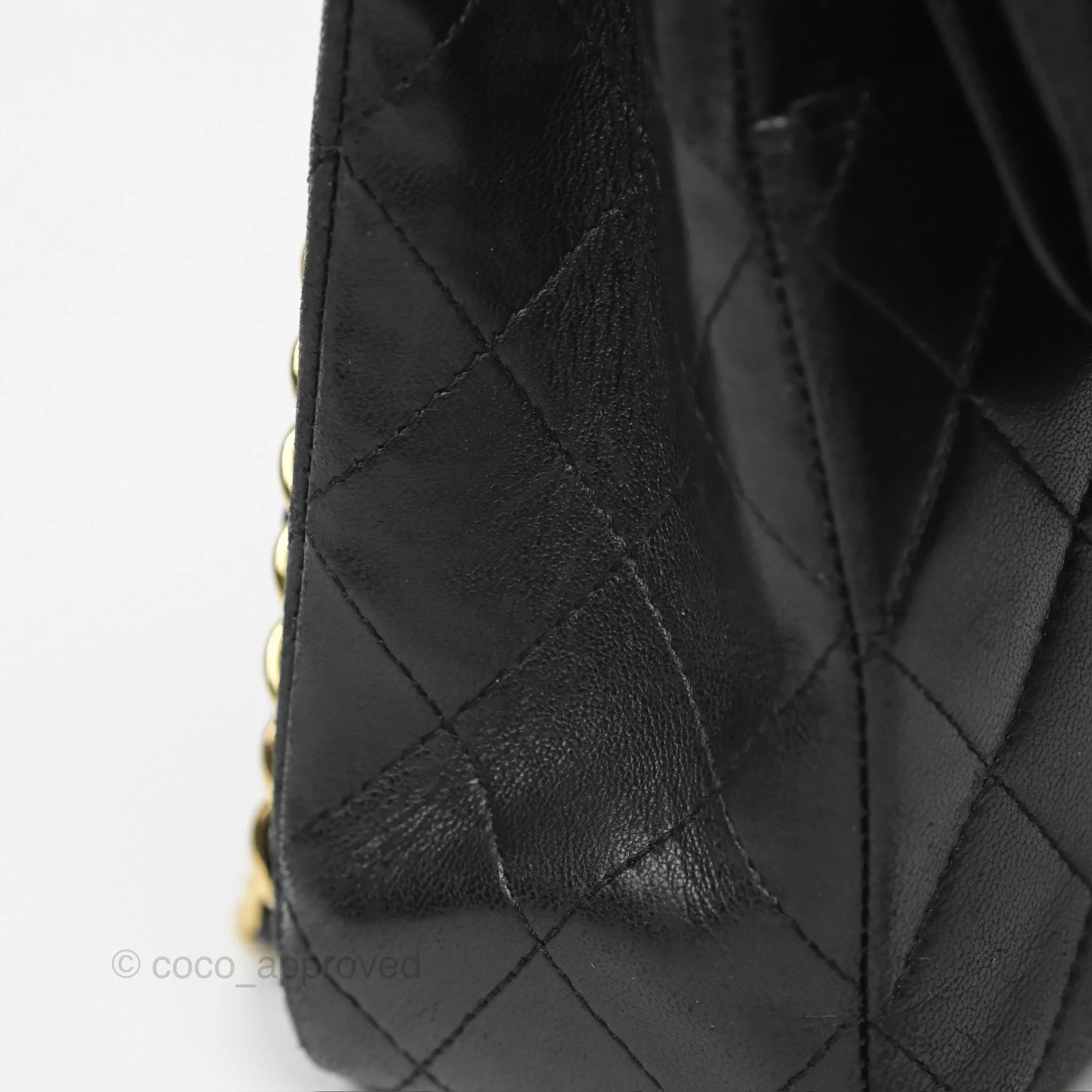 Chanel Classic M/L Medium Flap Quilted Black Lambskin Gold Hardware