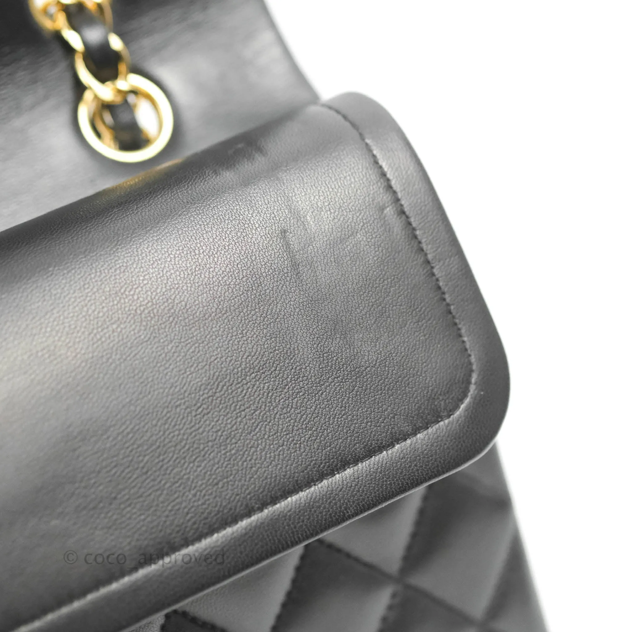 Chanel Classic M/L Medium Flap Quilted Black Lambskin Gold Hardware