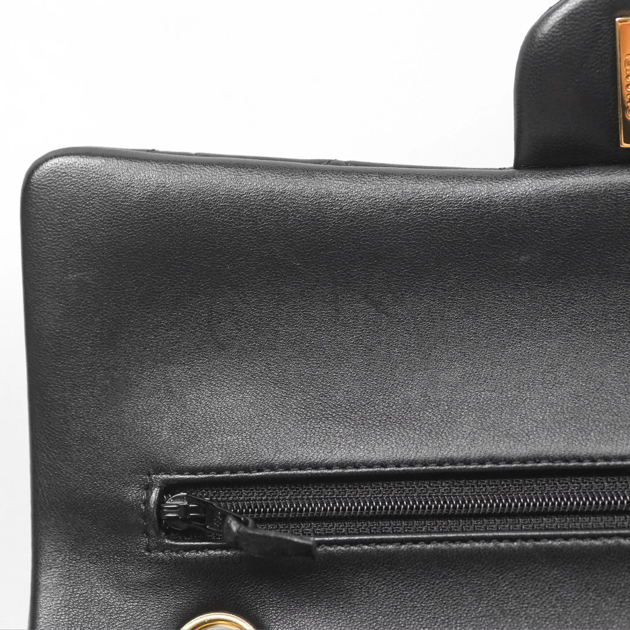 Chanel Classic M/L Medium Flap Quilted Black Lambskin Gold Hardware