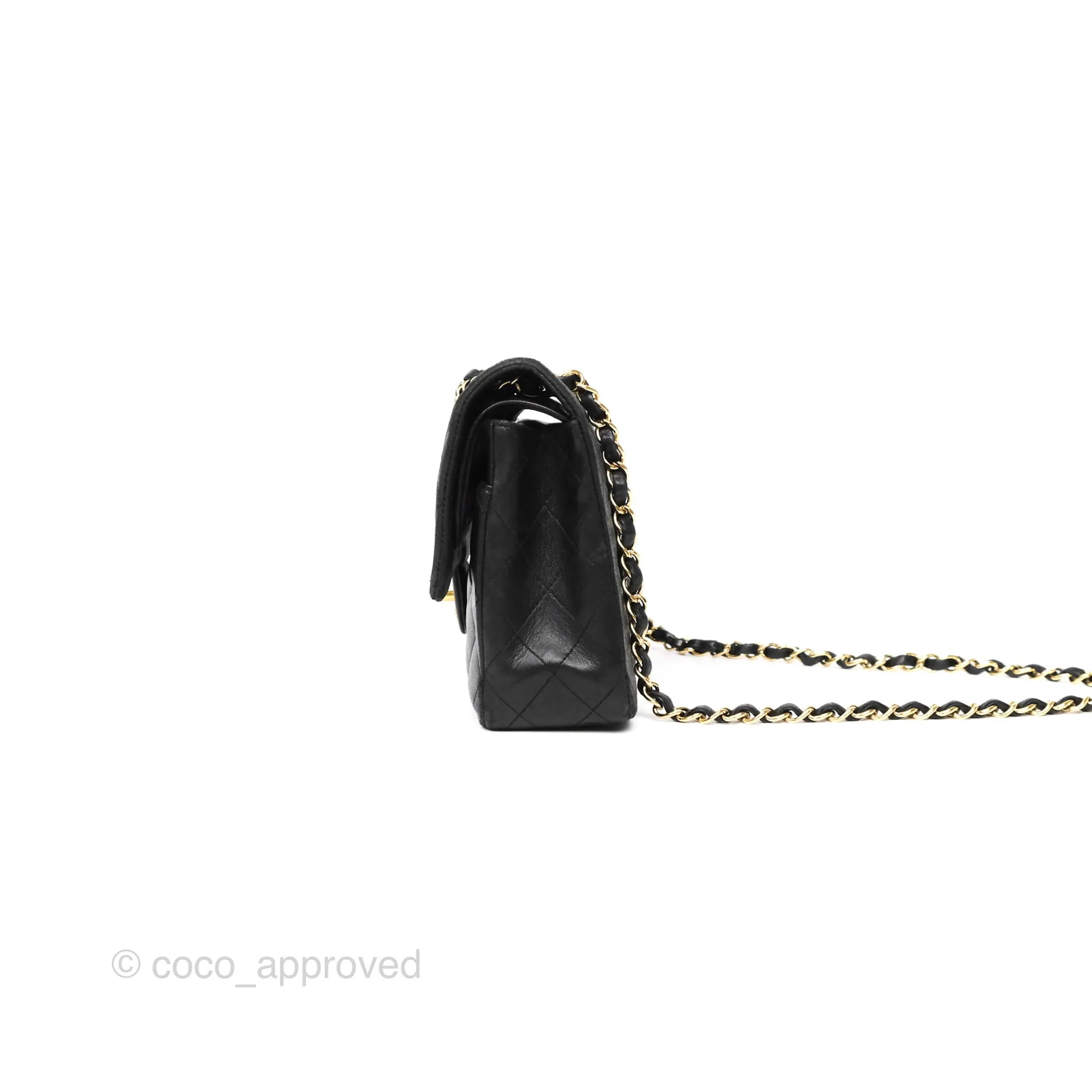 Chanel Classic M/L Medium Flap Quilted Black Lambskin Gold Hardware
