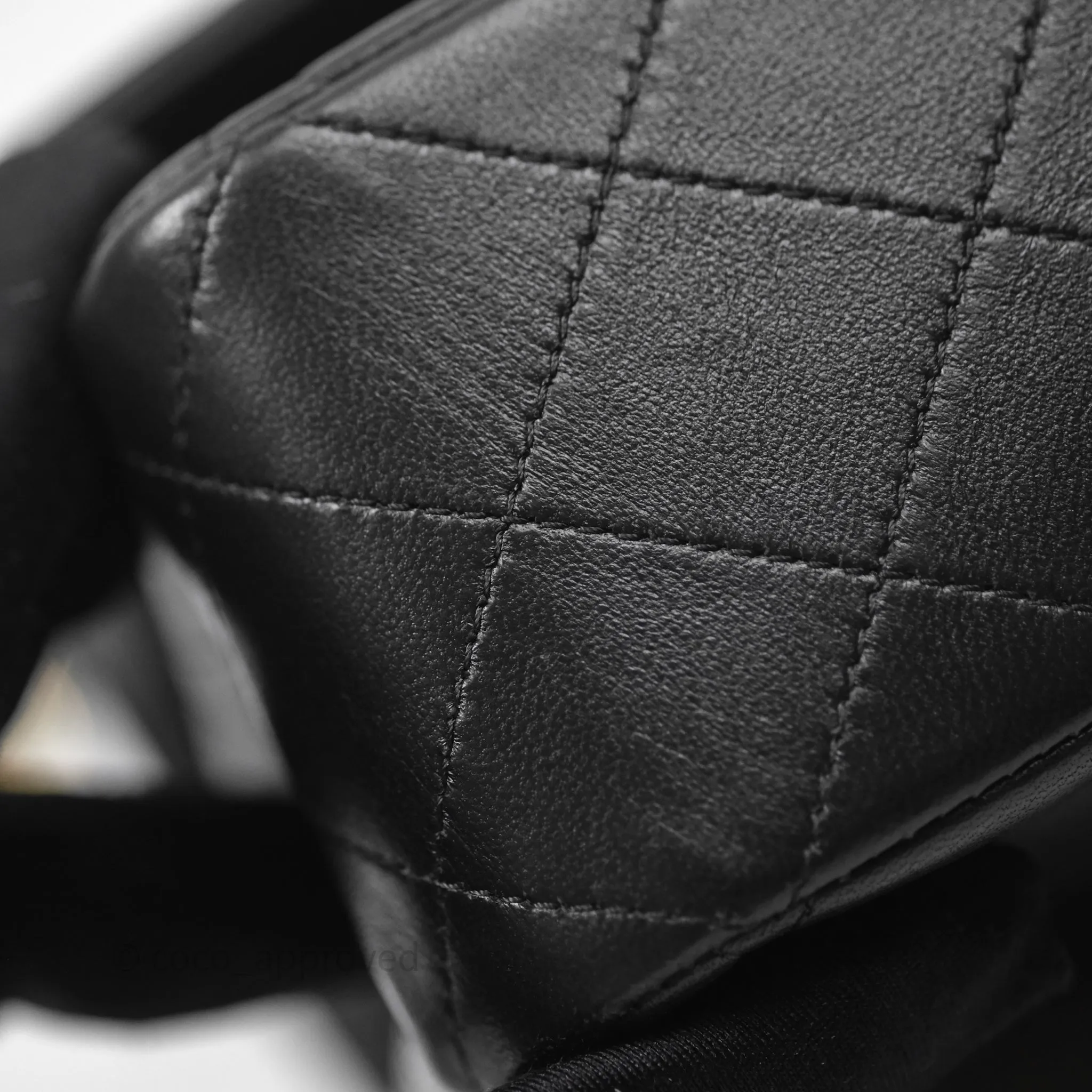 Chanel Classic M/L Medium Flap Quilted Black Lambskin Gold Hardware