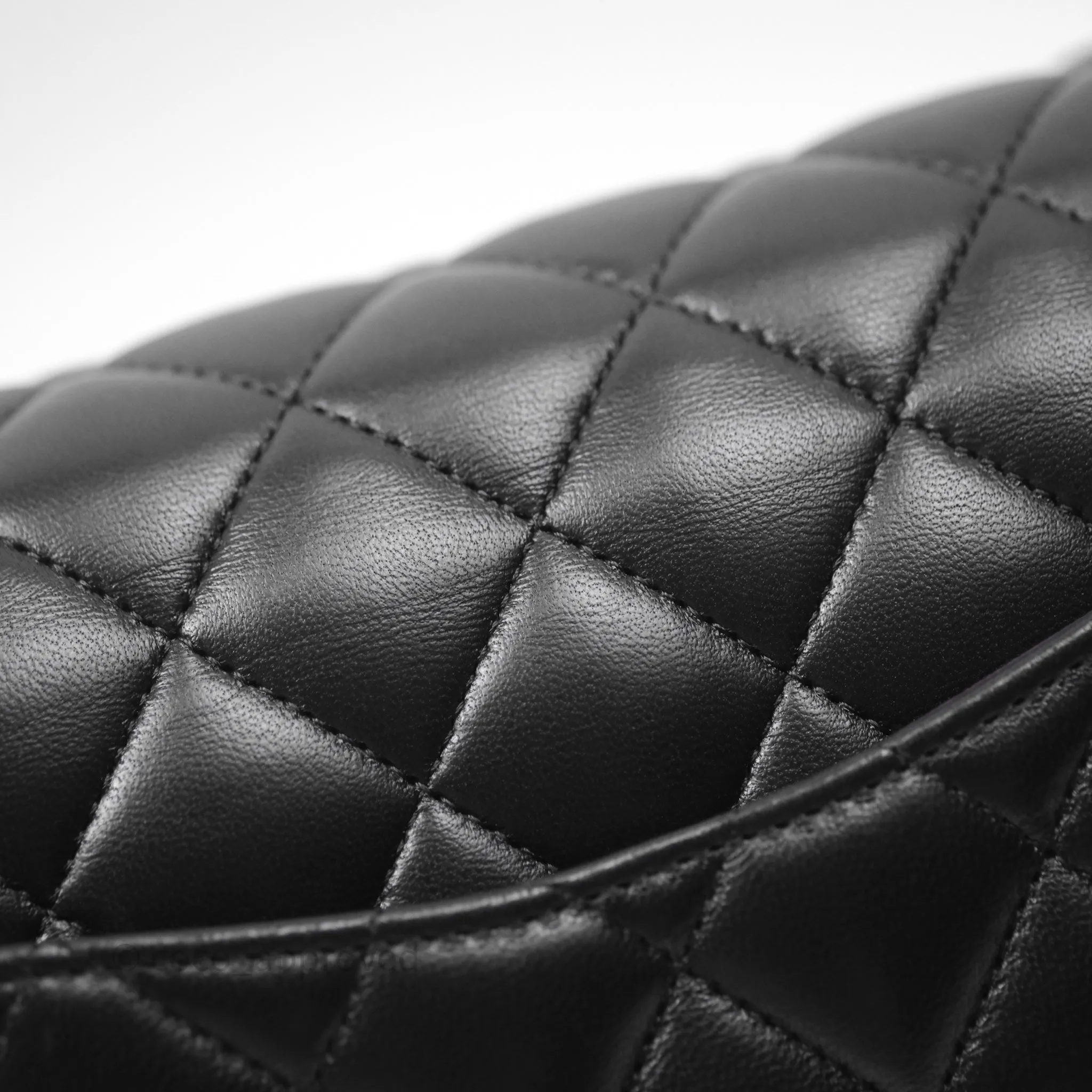 Chanel Classic M/L Medium Flap Quilted Black Lambskin Gold Hardware