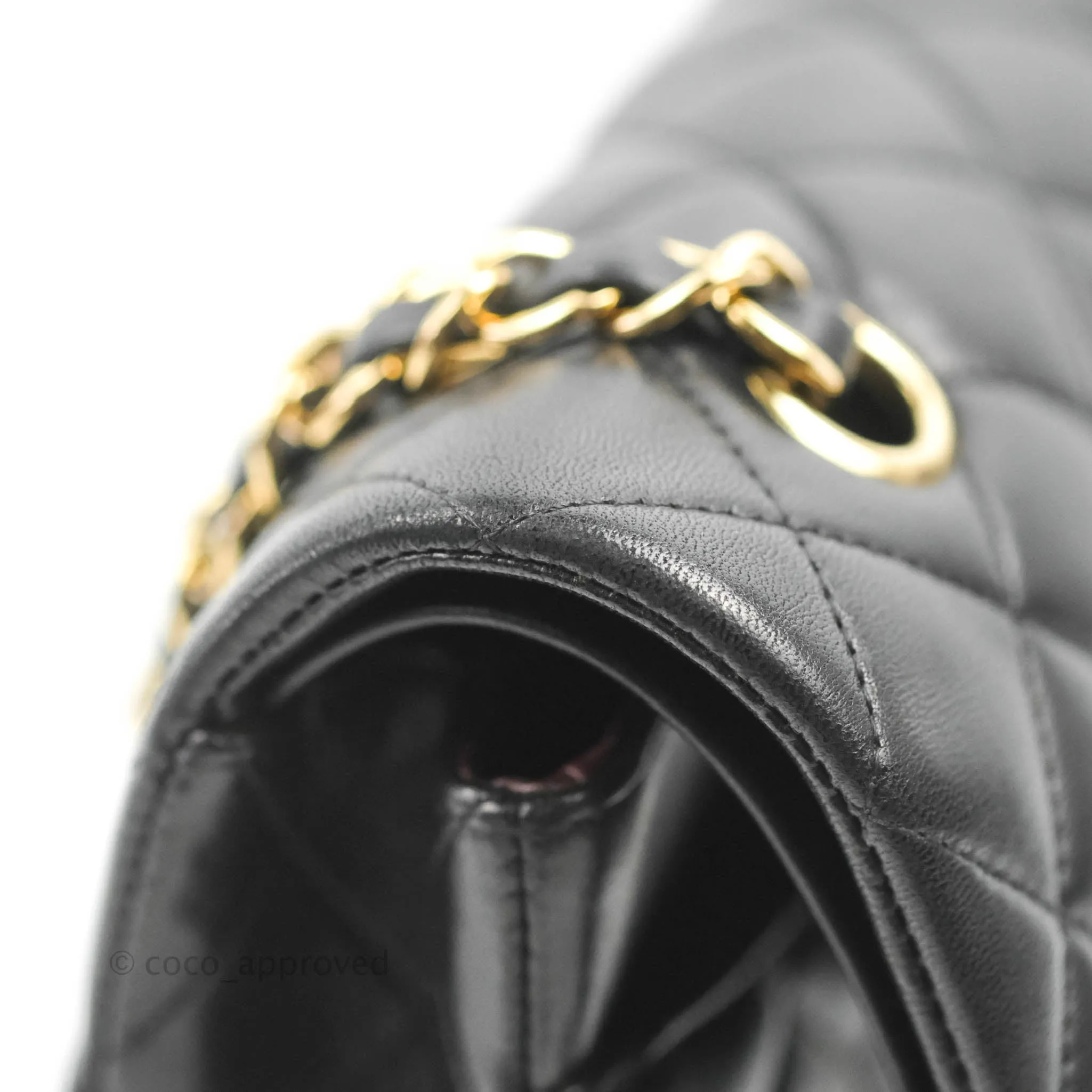 Chanel Classic M/L Medium Flap Quilted Black Lambskin Gold Hardware