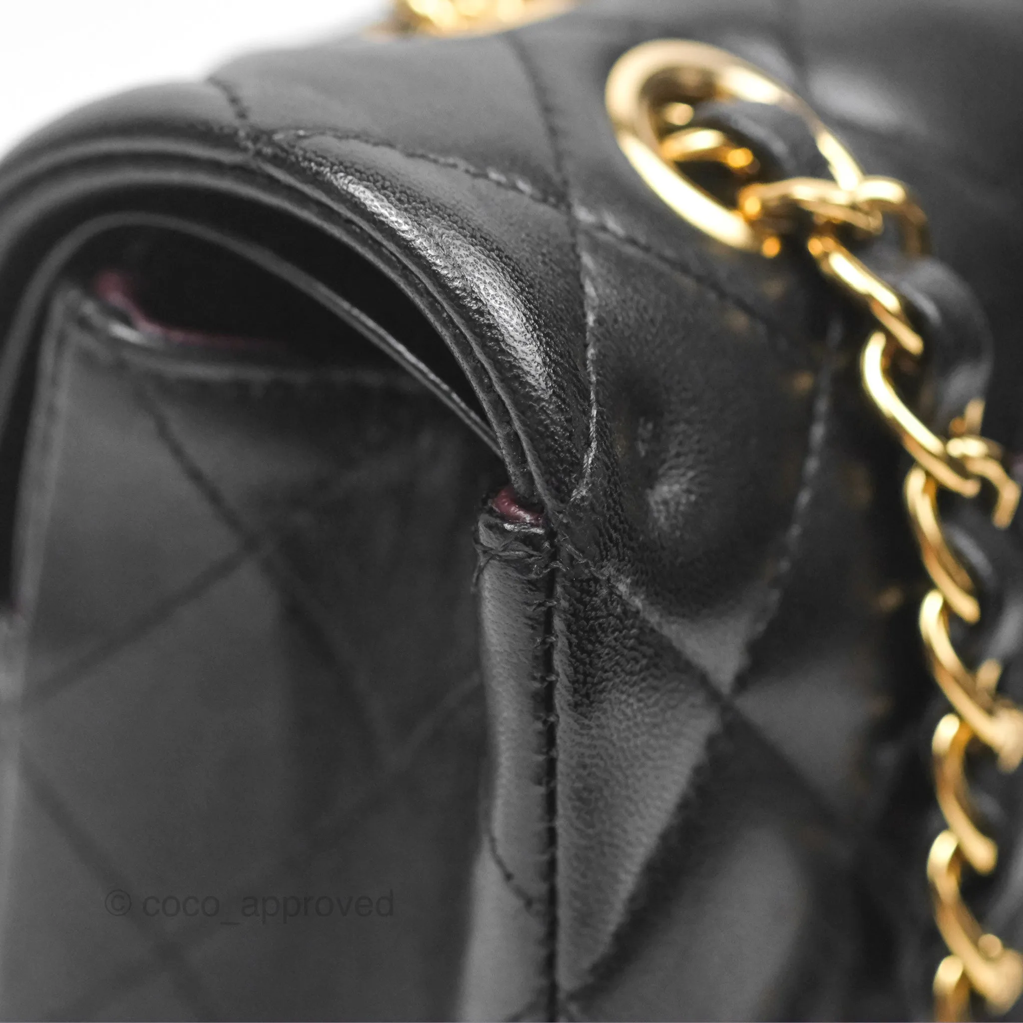 Chanel Classic M/L Medium Flap Quilted Black Lambskin Gold Hardware