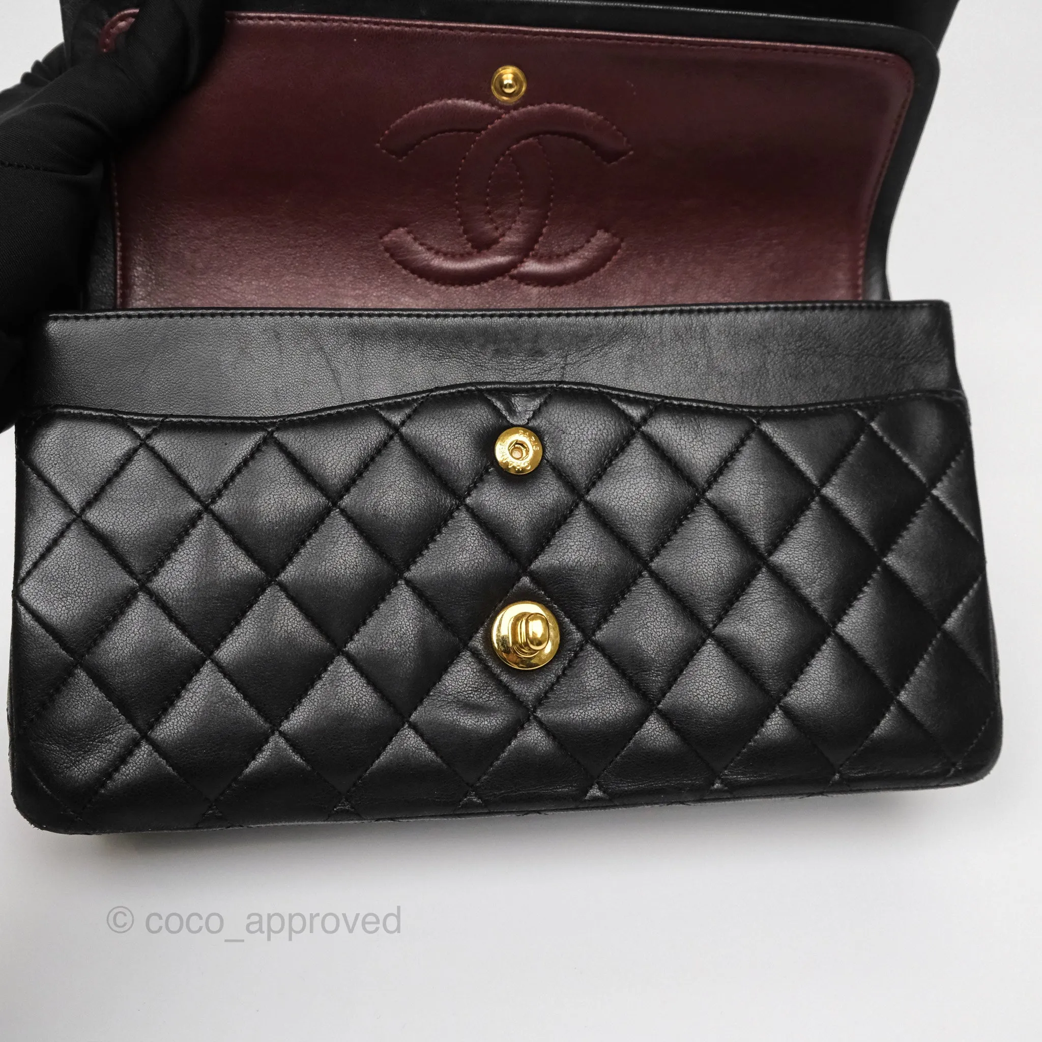 Chanel Classic M/L Medium Flap Quilted Black Lambskin Gold Hardware