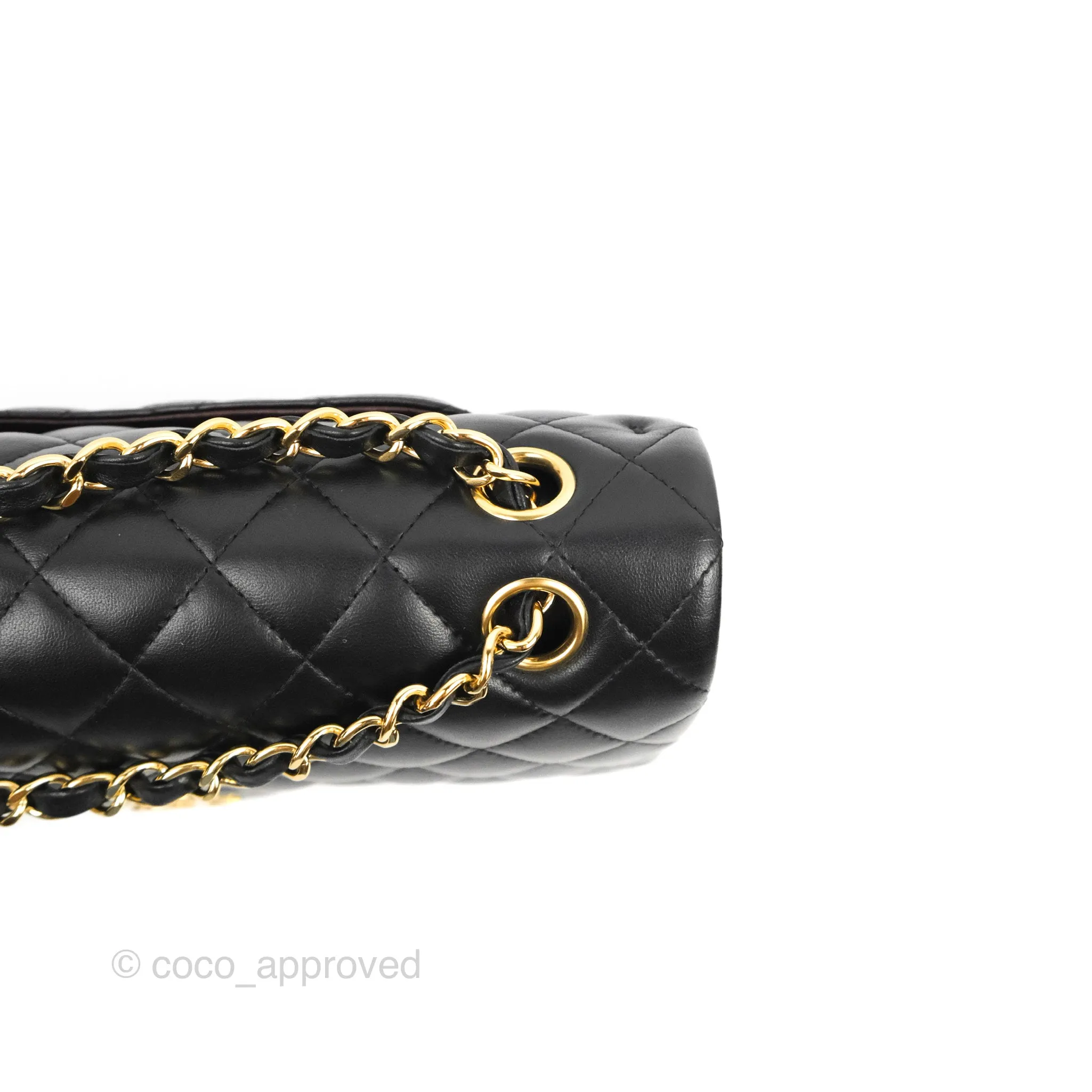 Chanel Classic M/L Medium Flap Quilted Black Lambskin Gold Hardware