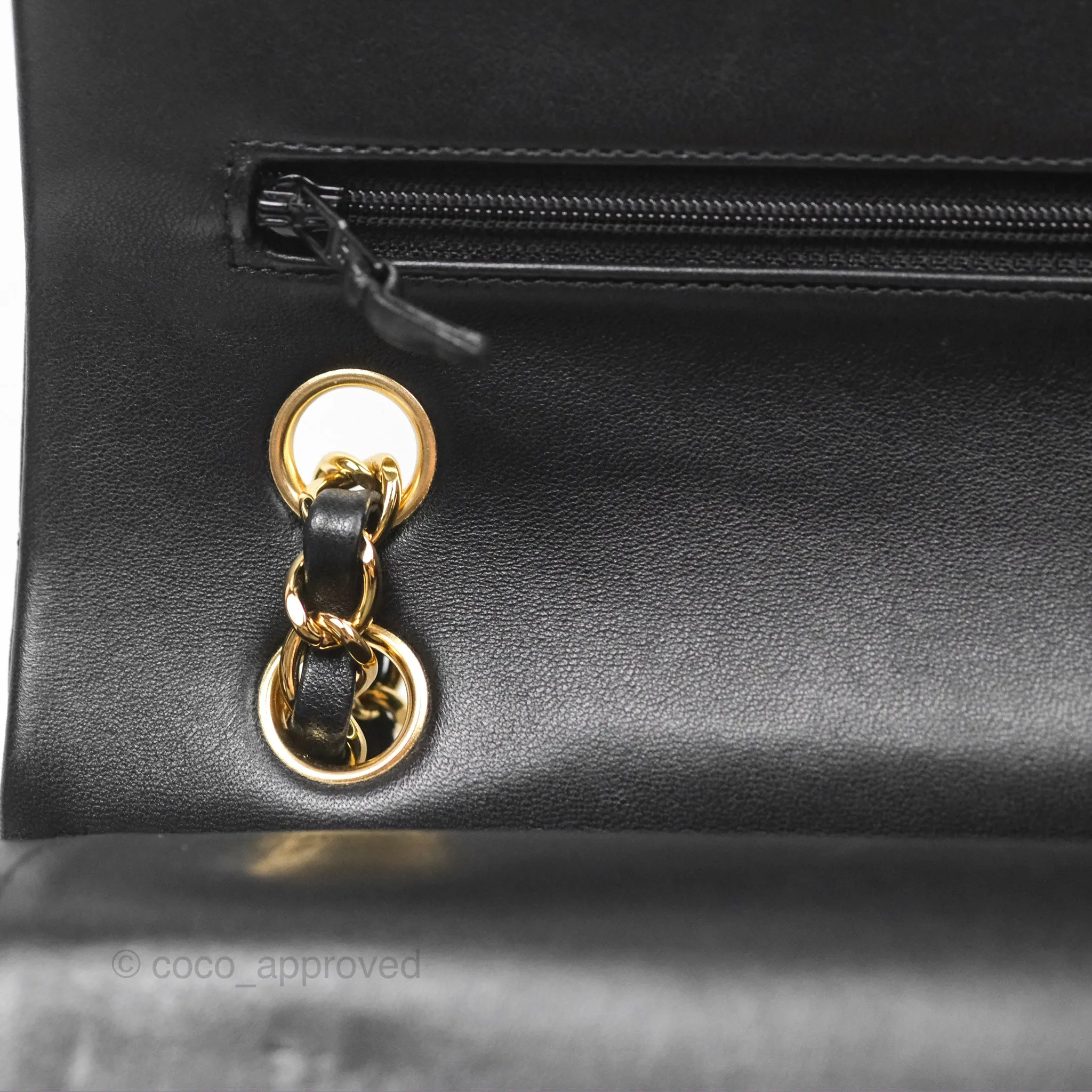 Chanel Classic M/L Medium Flap Quilted Black Lambskin Gold Hardware