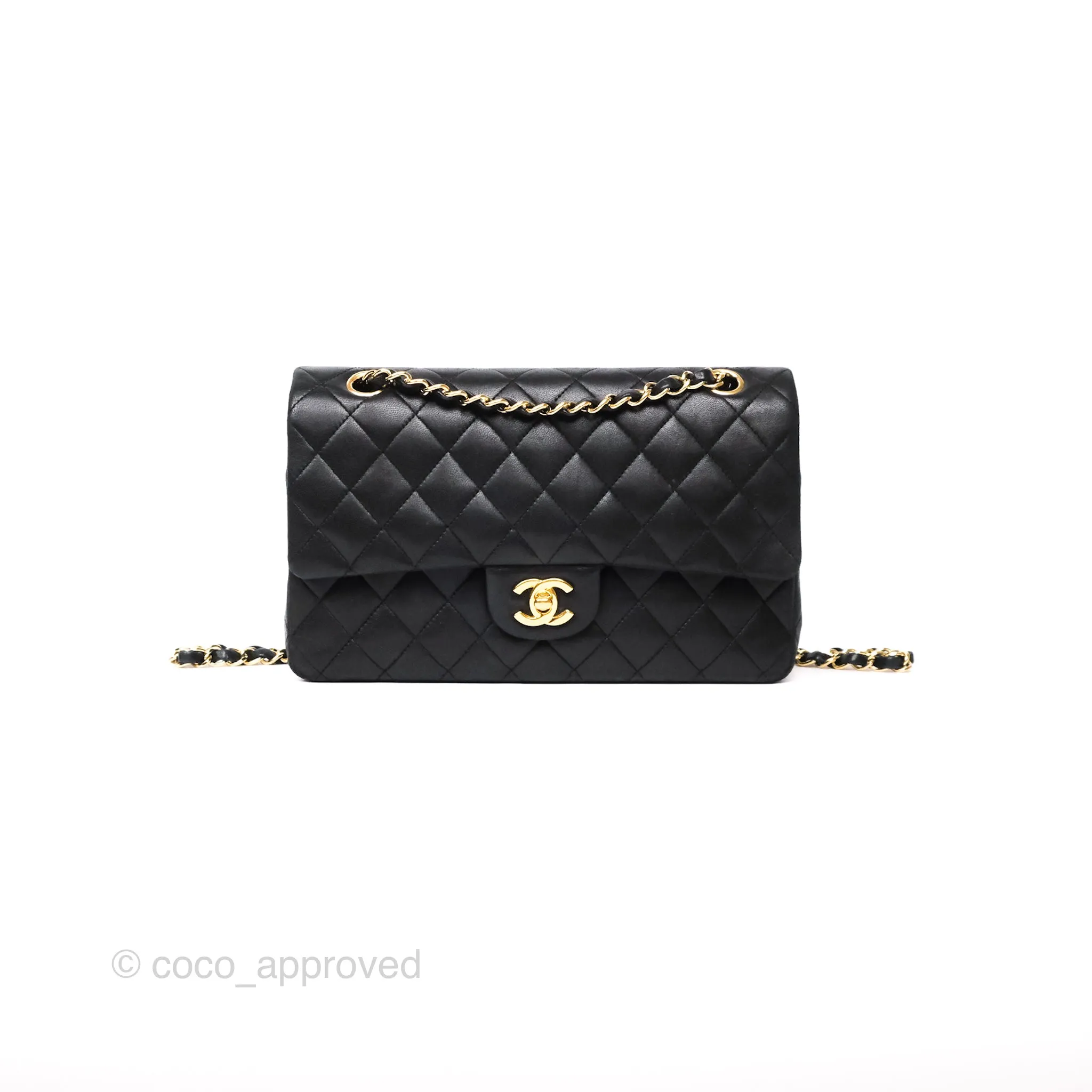 Chanel Classic M/L Medium Flap Quilted Black Lambskin Gold Hardware
